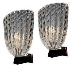 Rare pair of large wall lamps by Ercole Barovier & Toso, Italy, 1940s