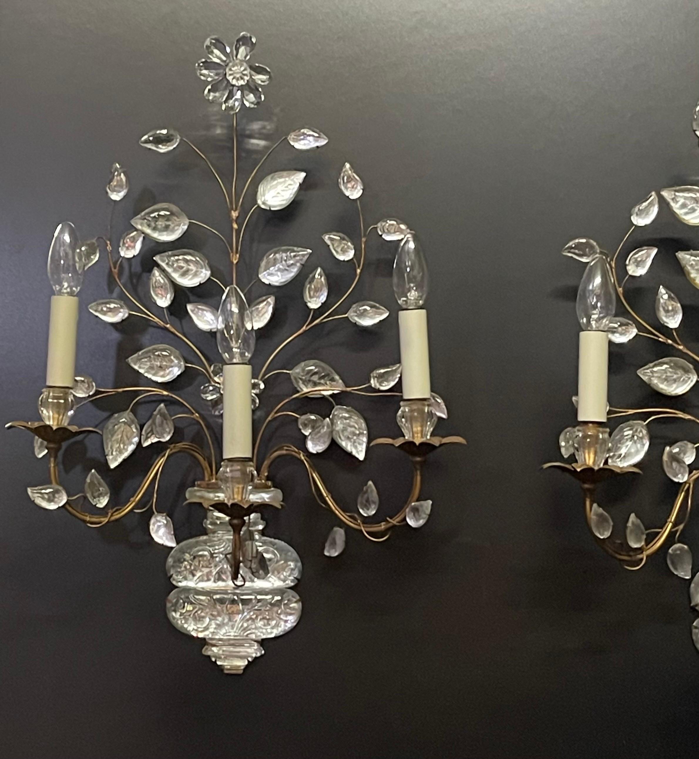 Rare Pair of Large Wall Sconces by Maison Baguès, Paris, circa 1930s In Good Condition For Sale In Wiesbaden, Hessen