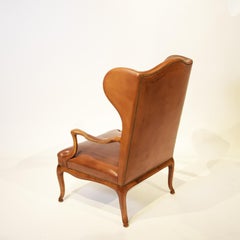 Rare Pair of Leather Bergere Chairs by Frits Henningsen, 1950s