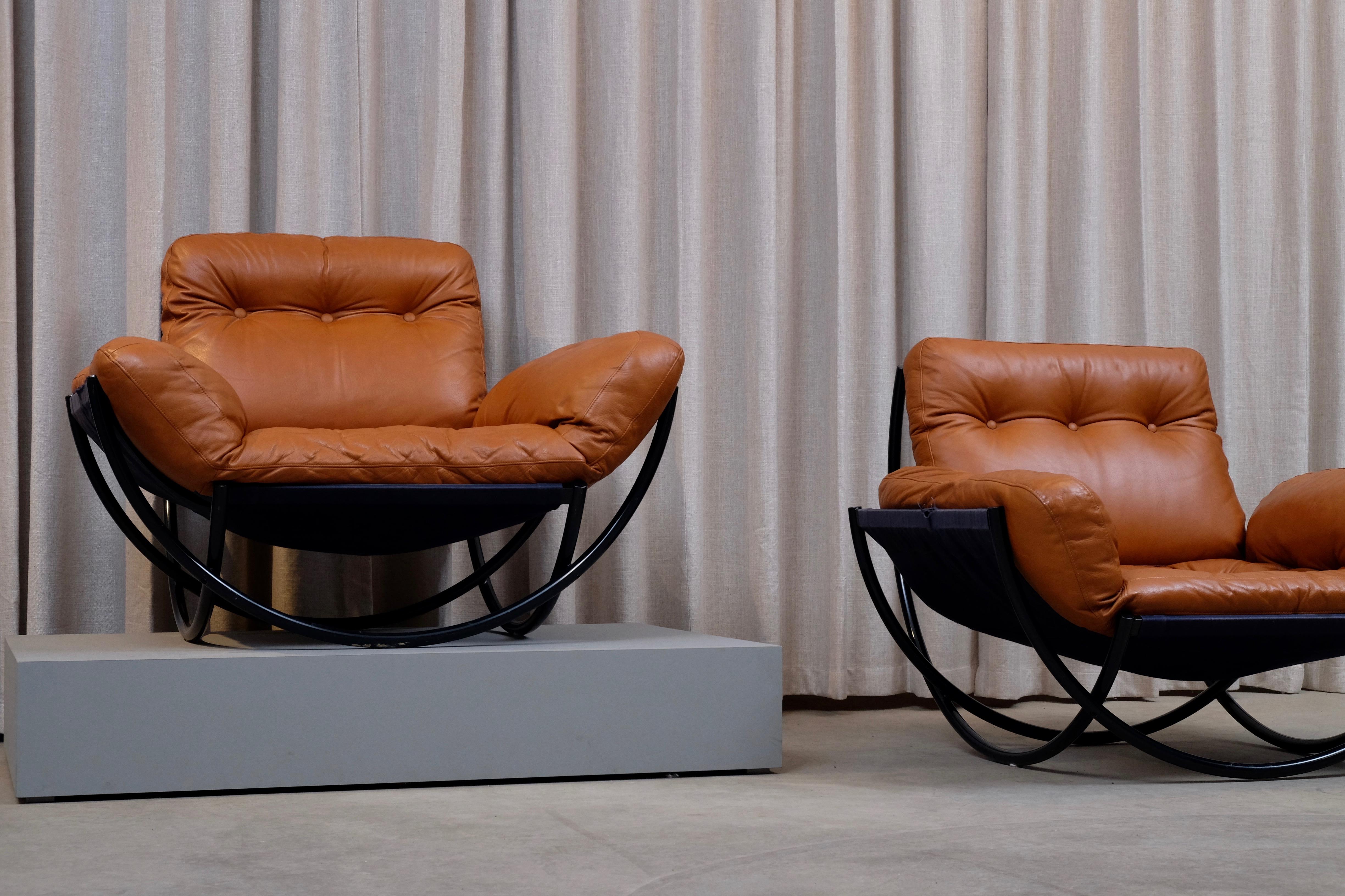 Scandinavian Modern Rare Pair of Lennart Bender Easy Chairs, 1960s