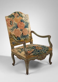 Rare Pair of Louis XV Walnut Fauteuils with Original 18th Century Needlework