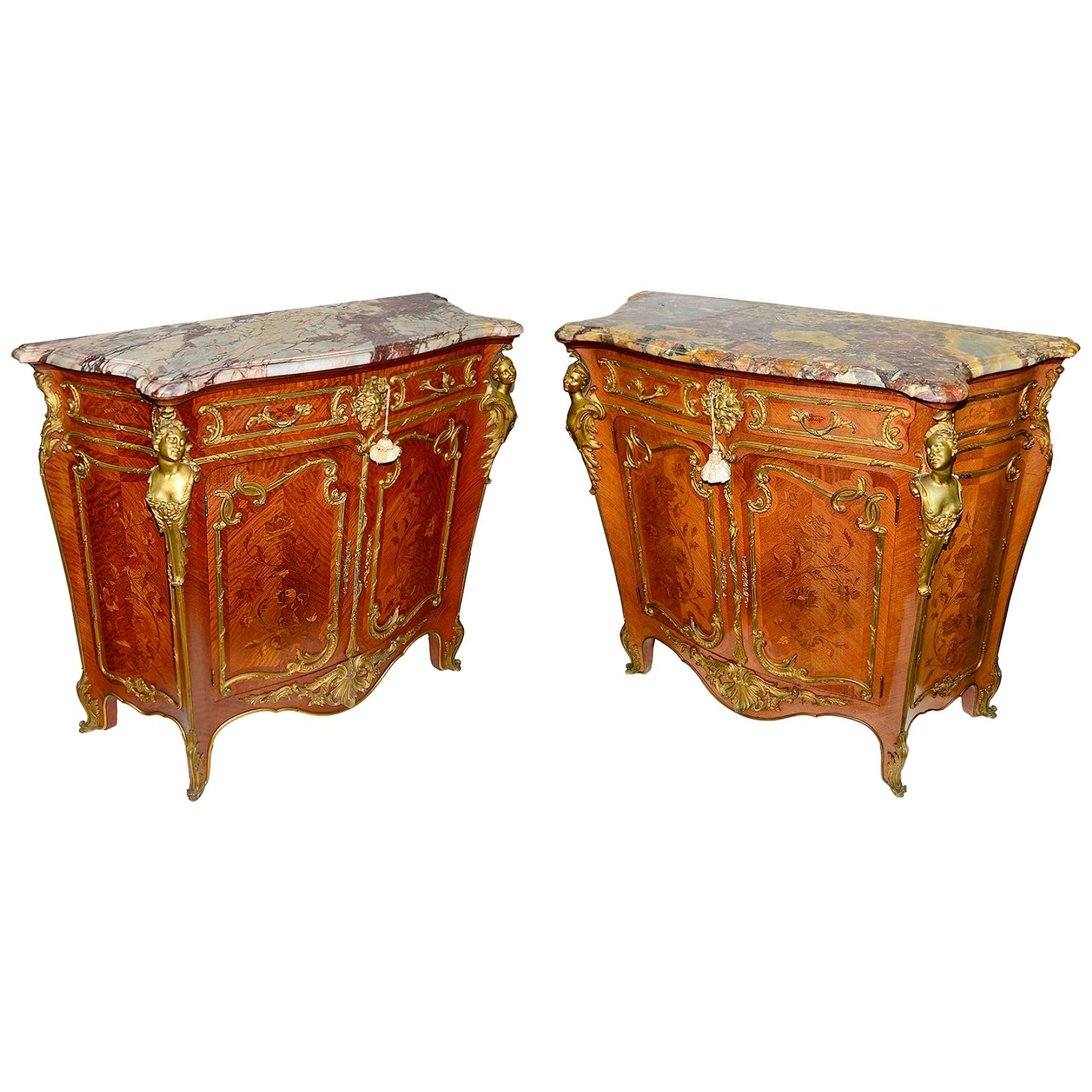 Rare Pair of Louis XVI Style Side Cabinets after Joseph Zwiener For Sale