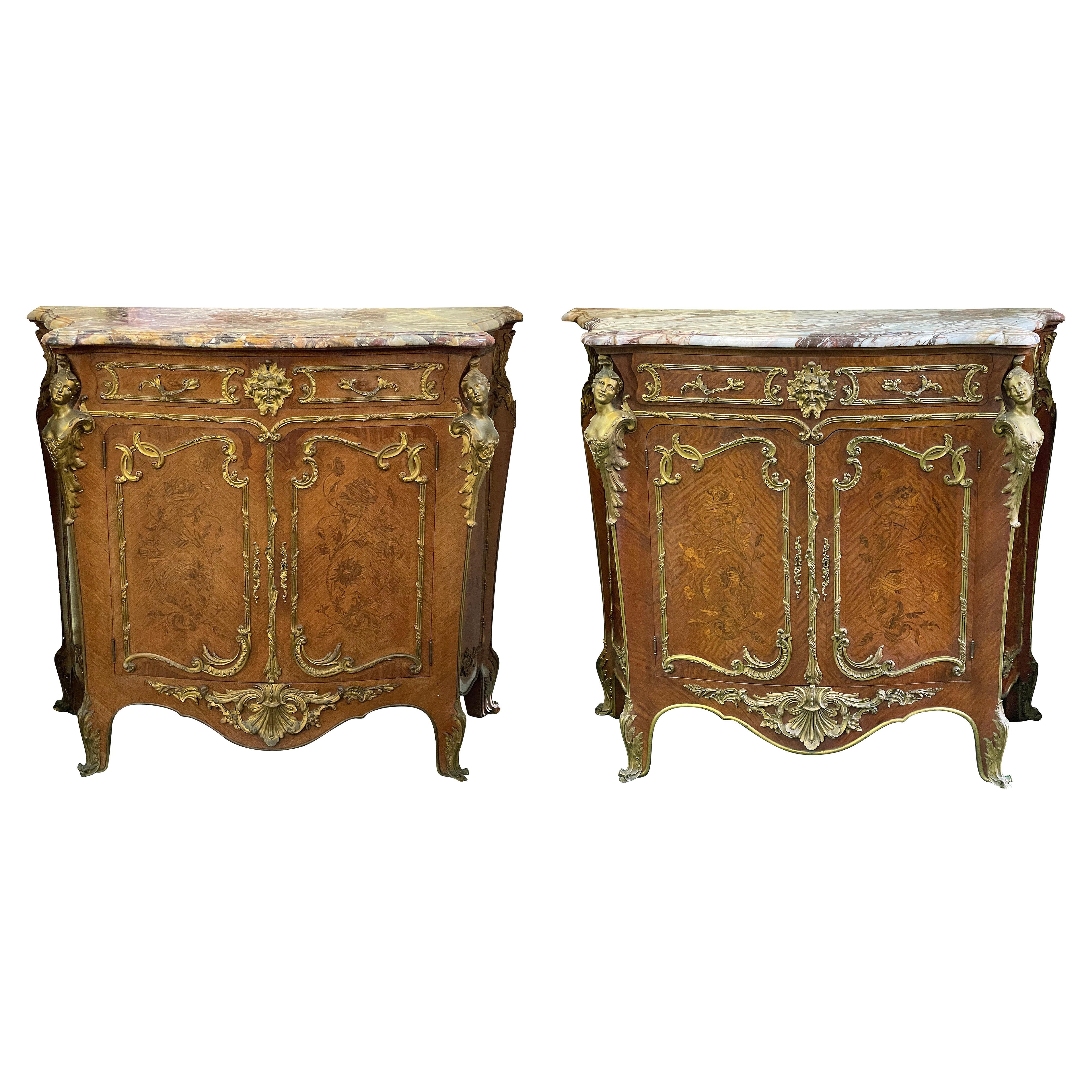 Rare Pair of Louis XVI Style Side Cabinets after Joseph Zwiener