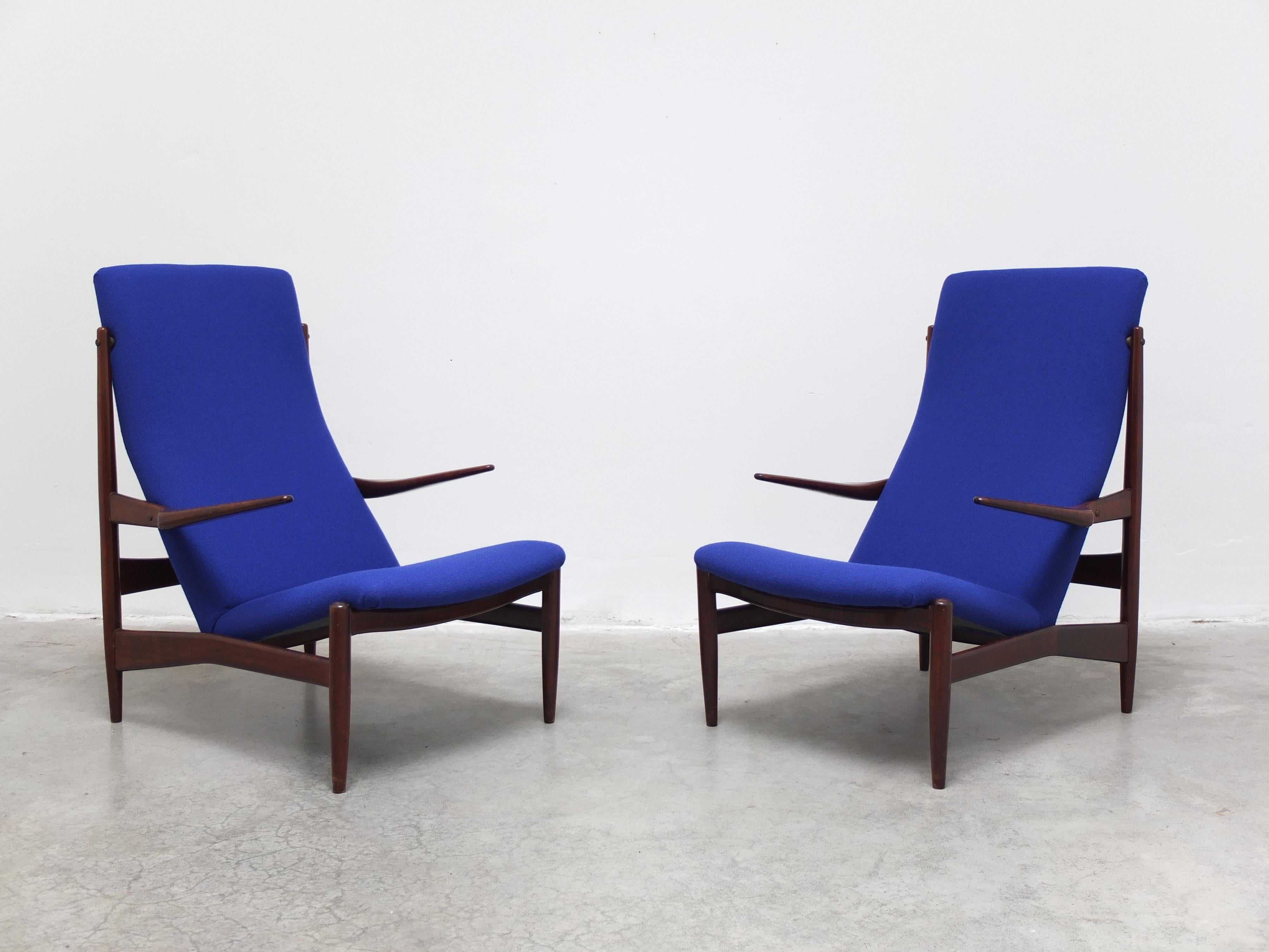 Rare Pair of Lounge Chairs by Alfred Hendrickx for Belform, 1950s In Good Condition For Sale In Antwerpen, VAN