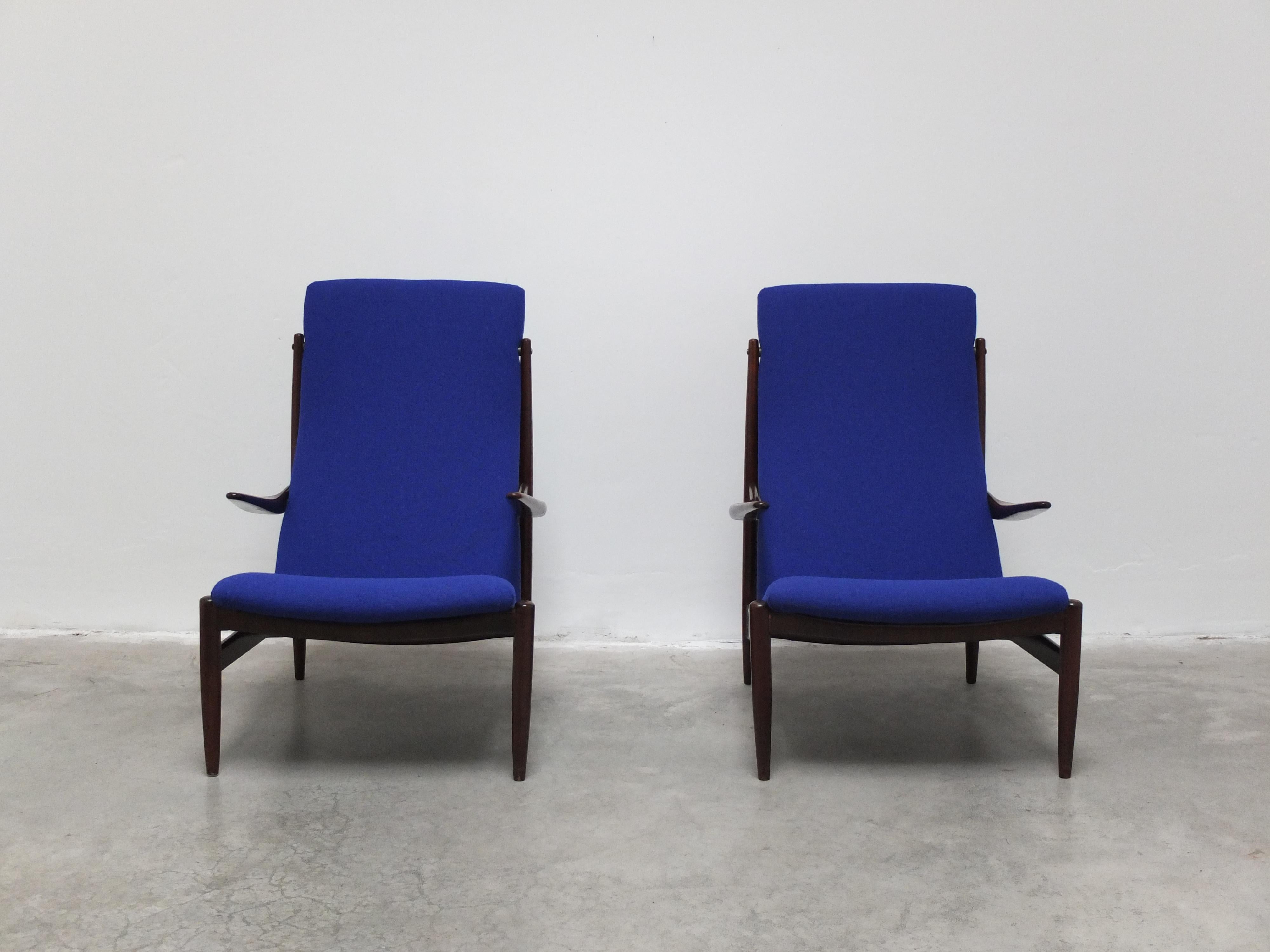 20th Century Rare Pair of Lounge Chairs by Alfred Hendrickx for Belform, 1950s For Sale