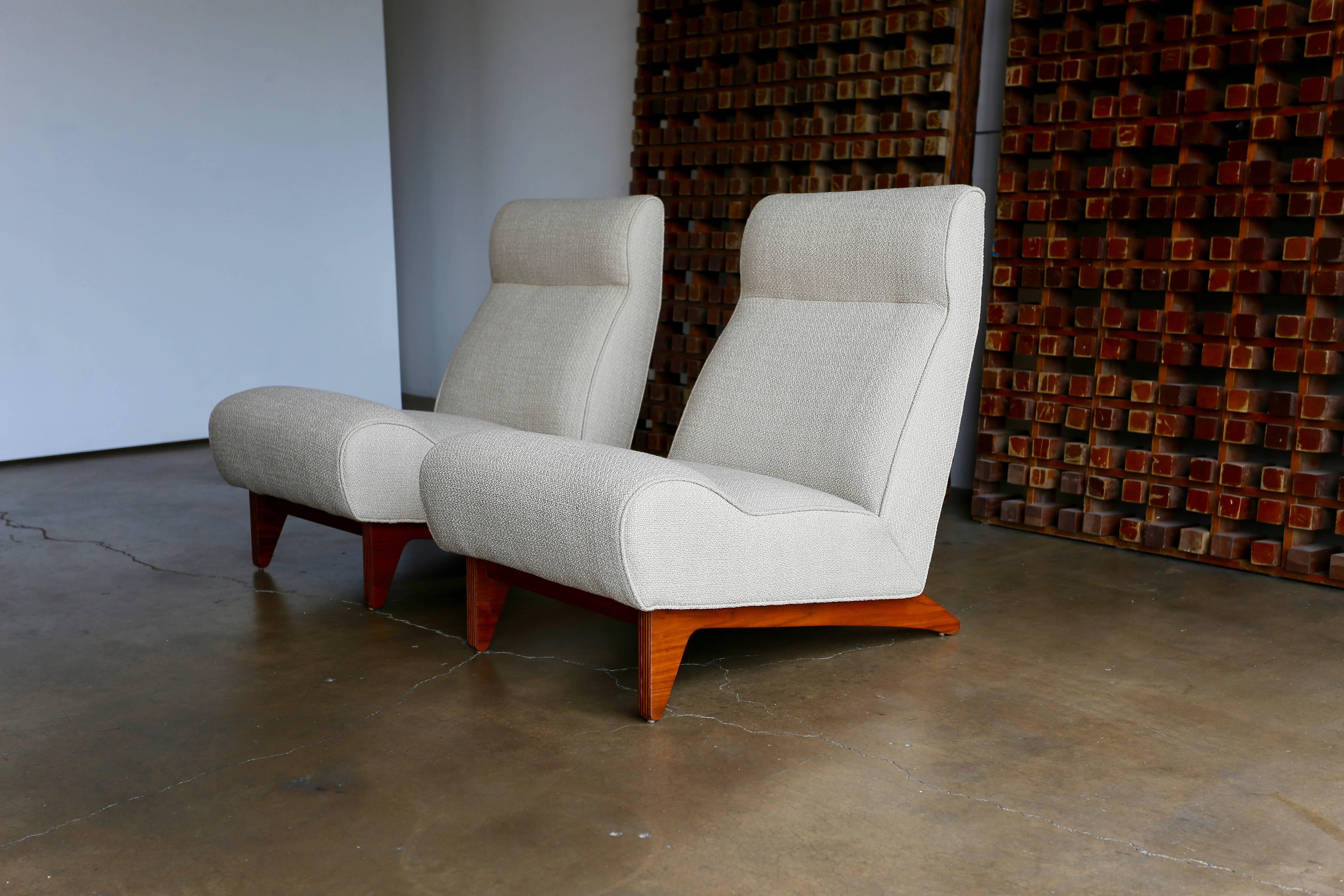 Rare pair of lounge chairs by Edward Wormley for Dunbar. This pair has been professionally restored.