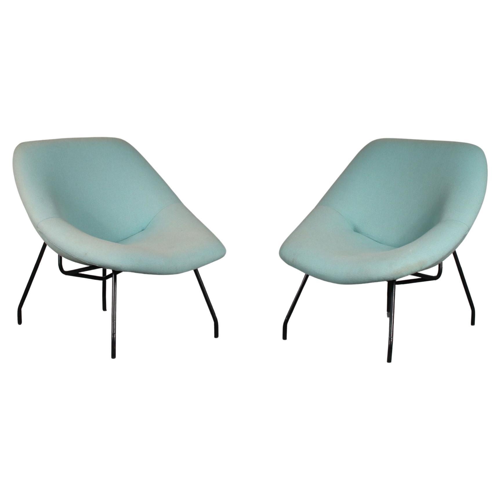 Rare Pair of Lounge Chairs by GAR, France, 1950