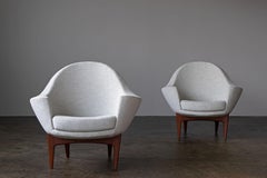 Rare Pair of Lounge Chairs by Ib Kofod Larsen for Fritz Hansen, 1959