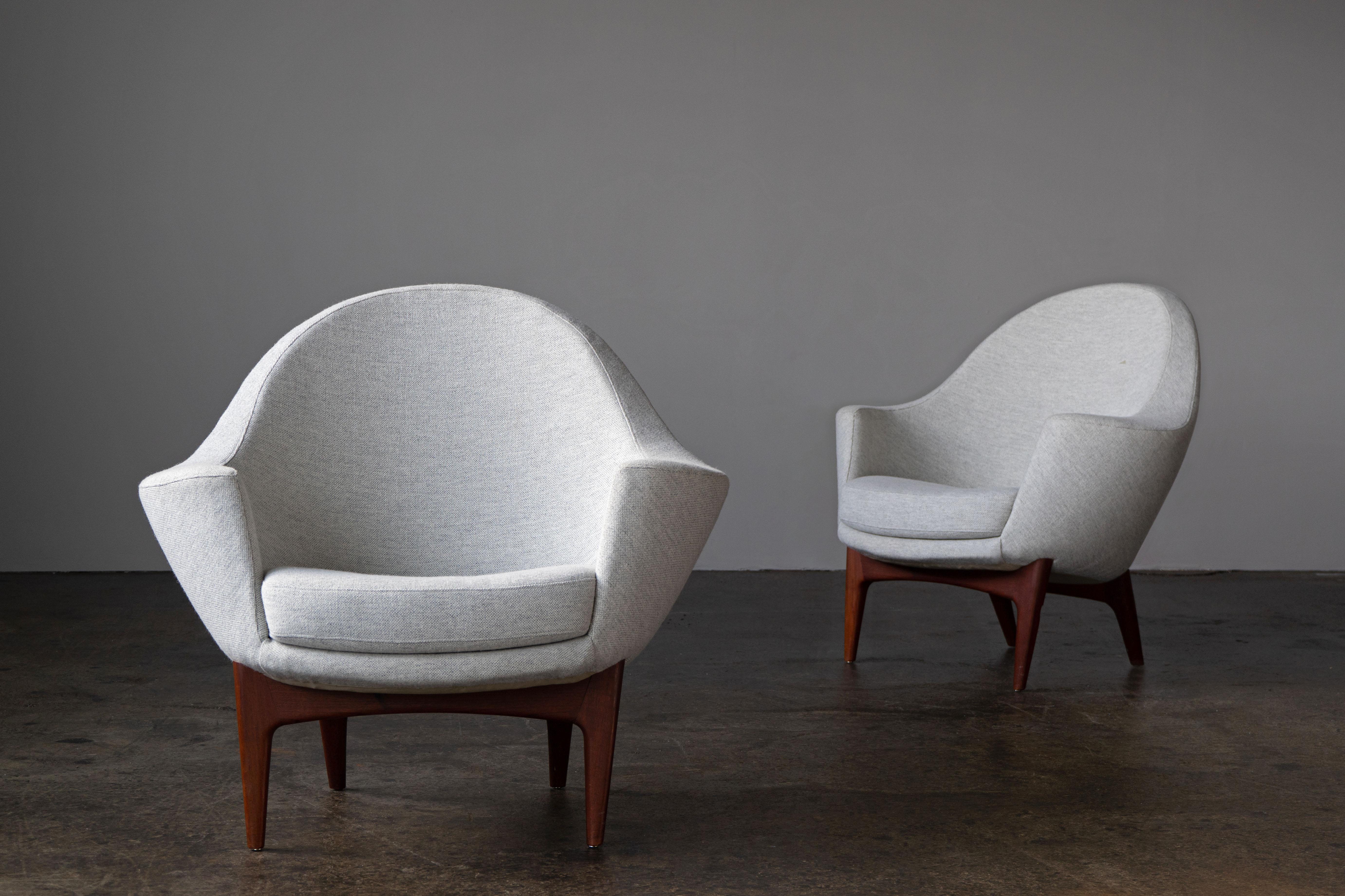 Rare Pair of Lounge Chairs by Ib Kofod Larsen for Fritz Hansen, 1959 In Good Condition For Sale In Rosendahl, DE