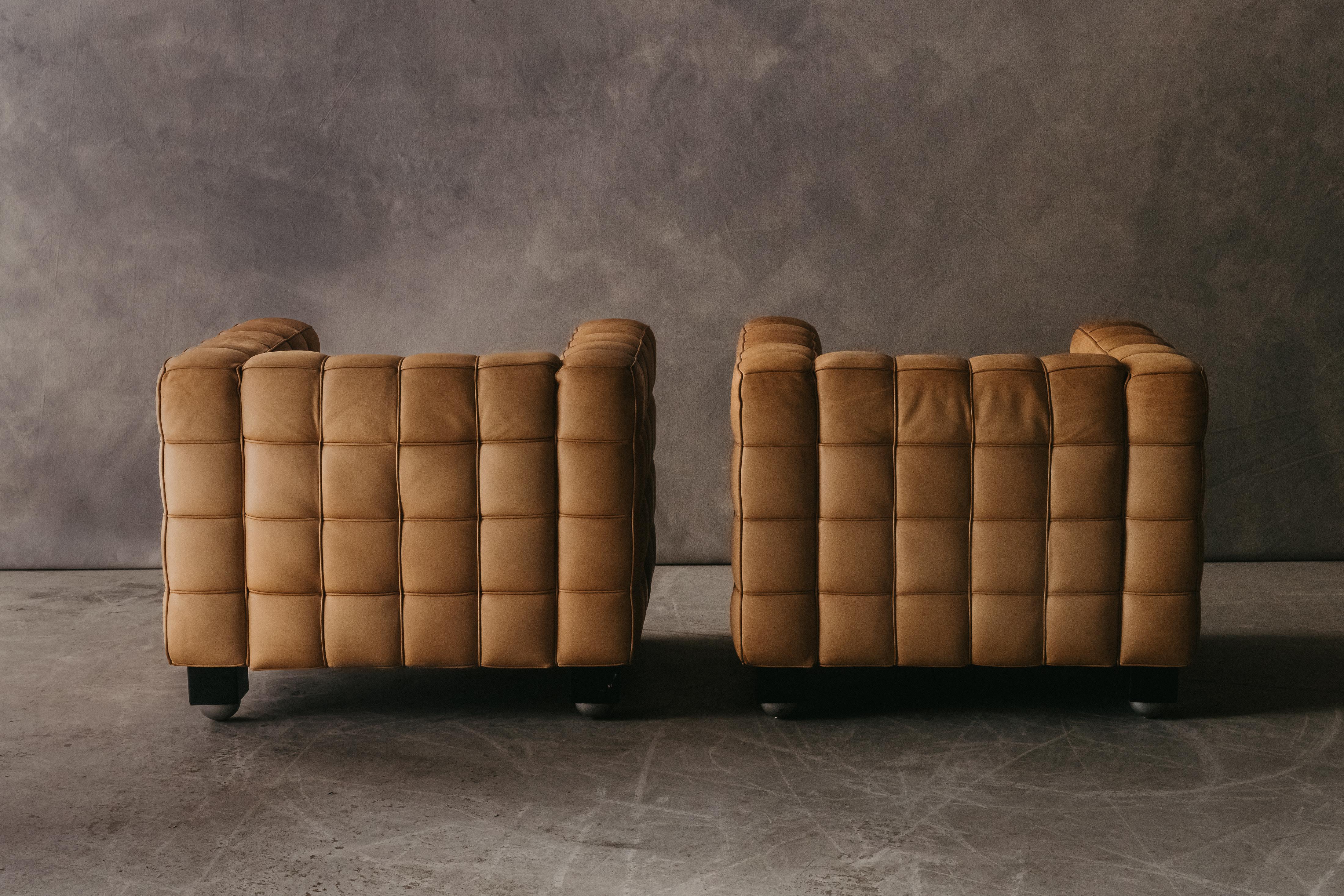 Mid-20th Century Rare Pair of Lounge Chairs by Josef Hoffman, Model Kubus, circa 1960 For Sale