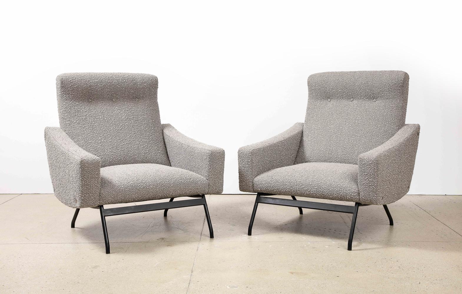Mid-Century Modern Rare Pair of Lounge Chairs by Joseph Andre Motte For Sale