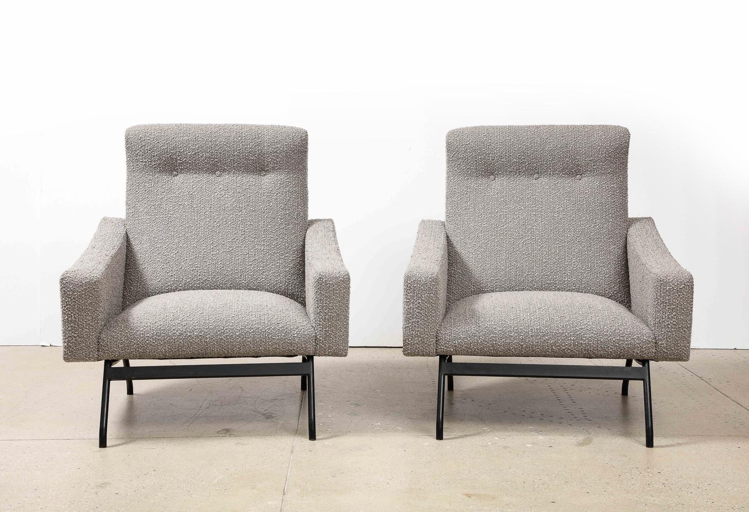 French Rare Pair of Lounge Chairs by Joseph Andre Motte For Sale