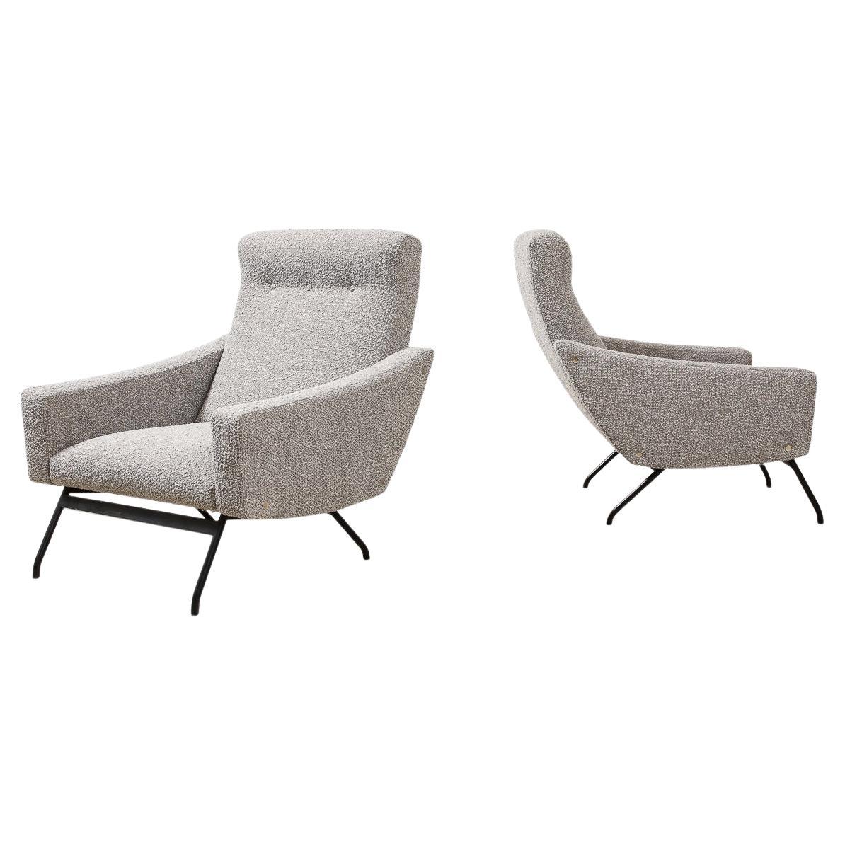 Rare Pair of Lounge Chairs by Joseph Andre Motte For Sale