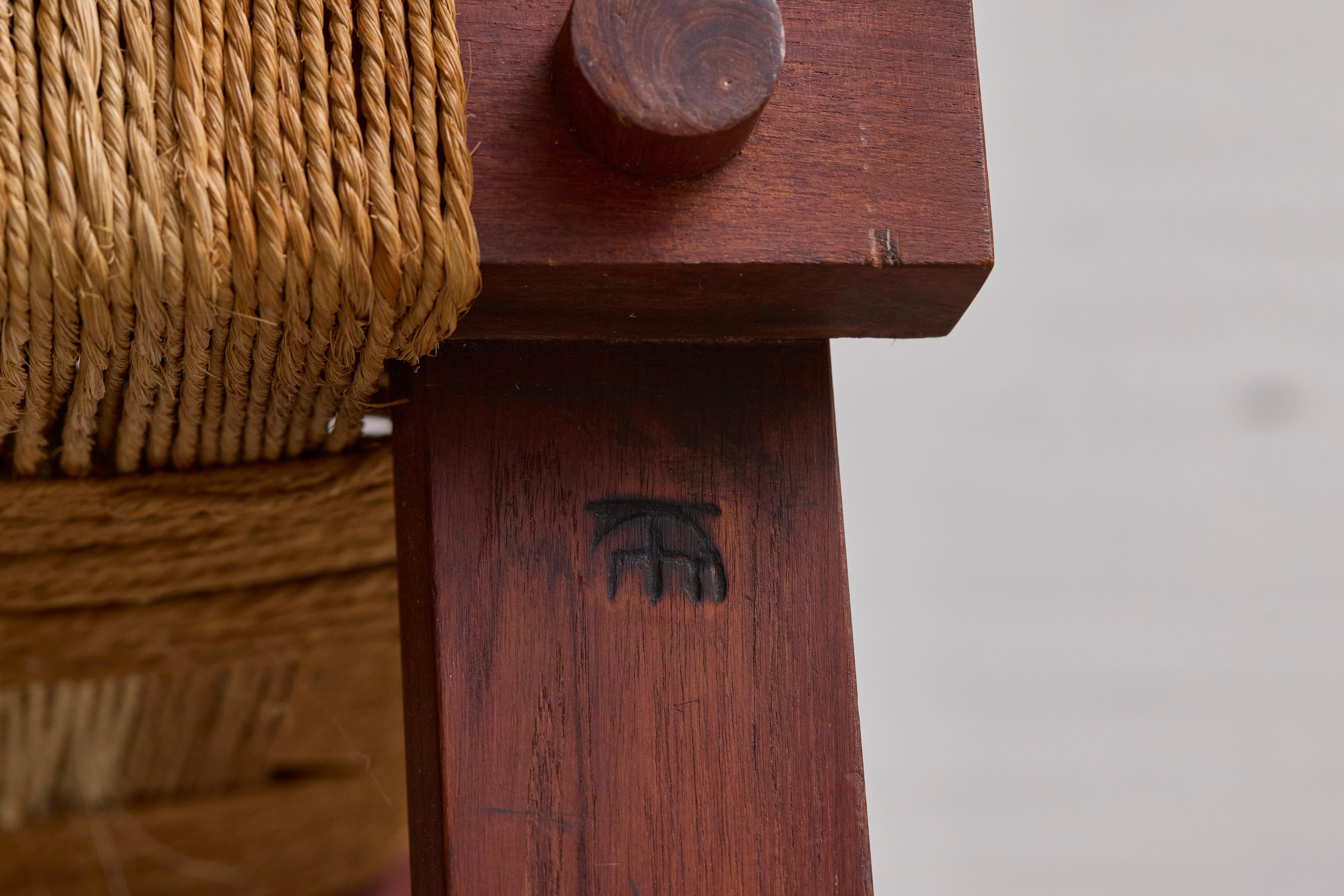 Seltenes Paar Loungesessel von Mini Boga für Taaru, Indien um 1960 (Seil) im Angebot