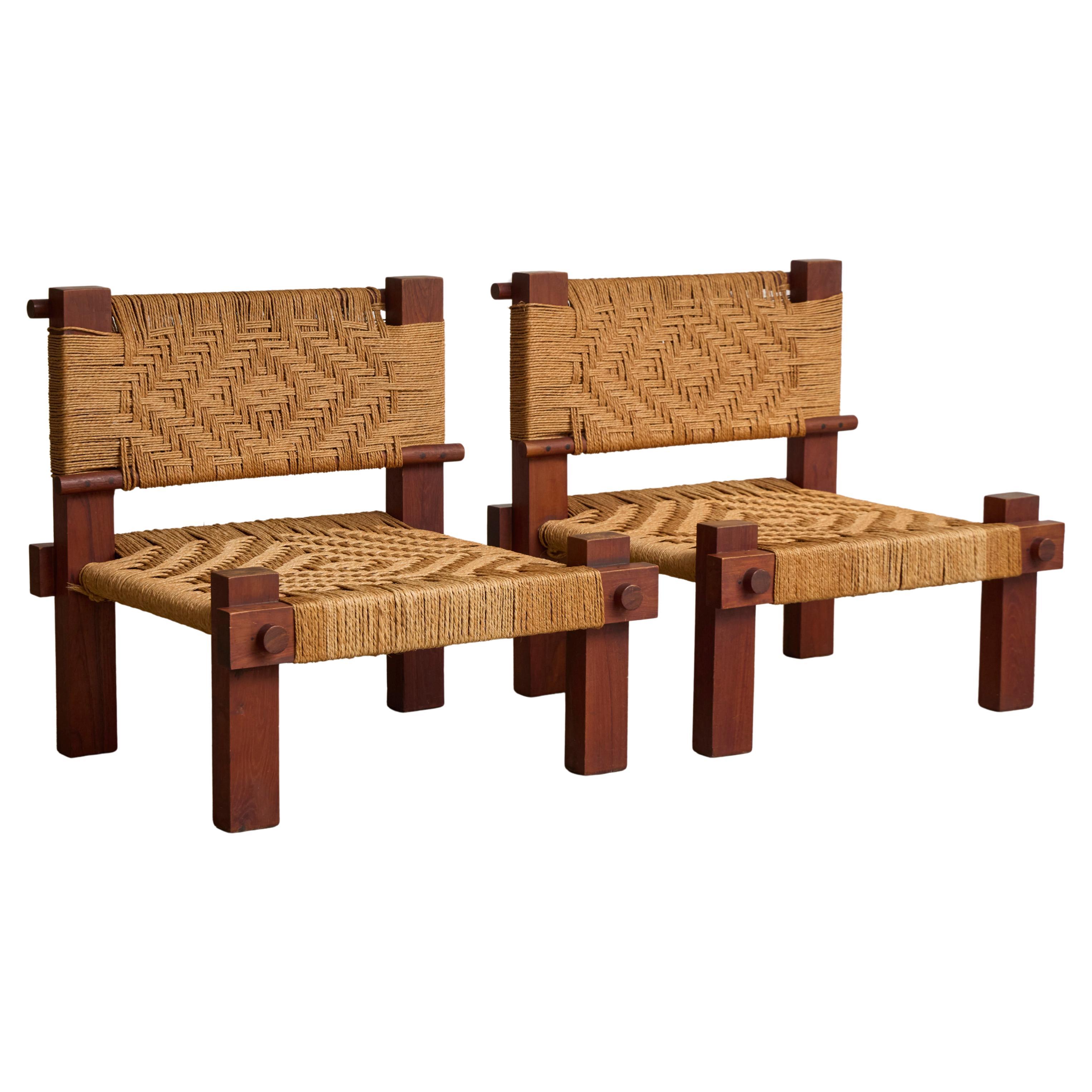 Seltenes Paar Loungesessel von Mini Boga für Taaru, Indien um 1960 im Angebot
