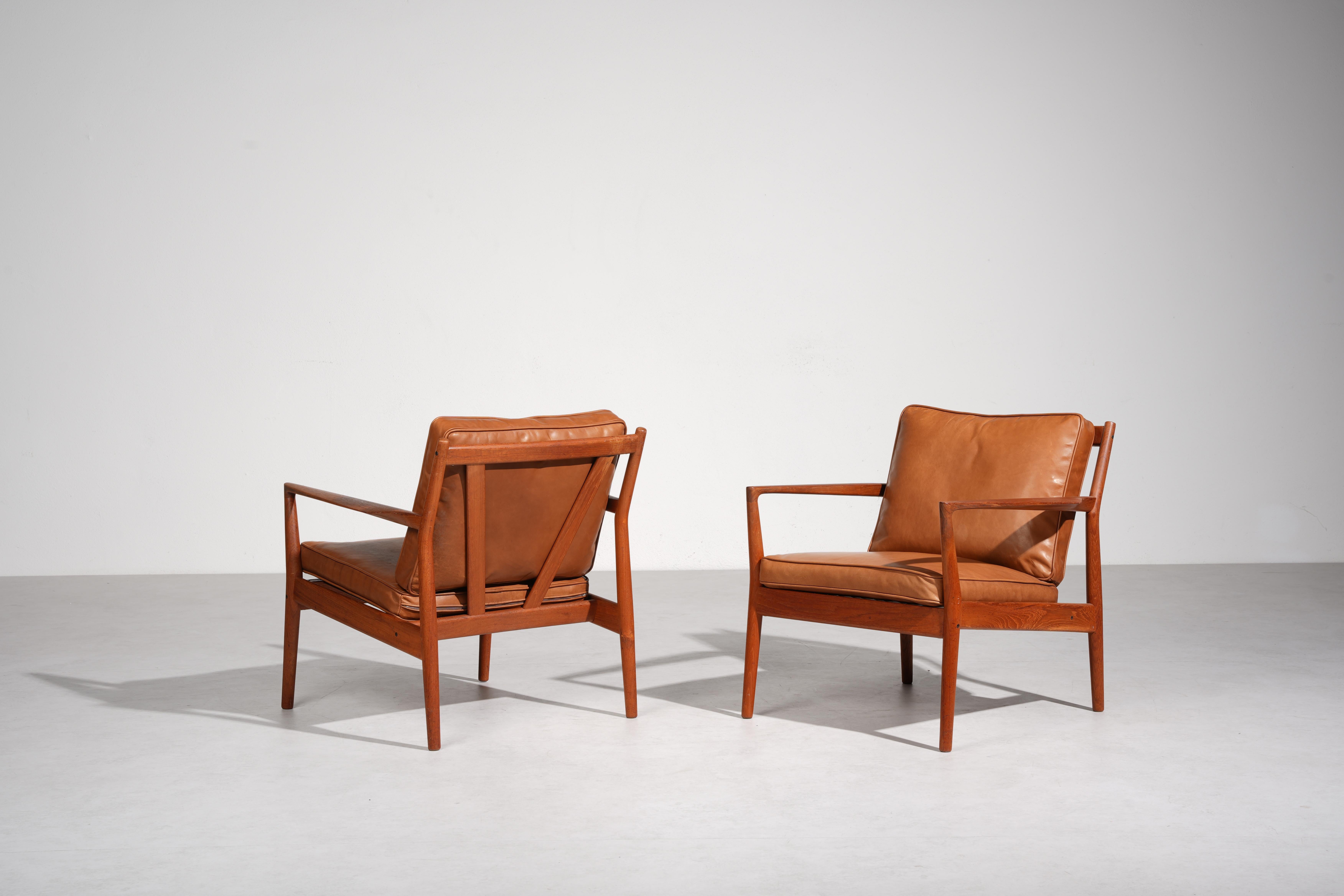 Raro par de tumbonas de Steffen Syrach-Larsen para Børge Jensen Danés en venta