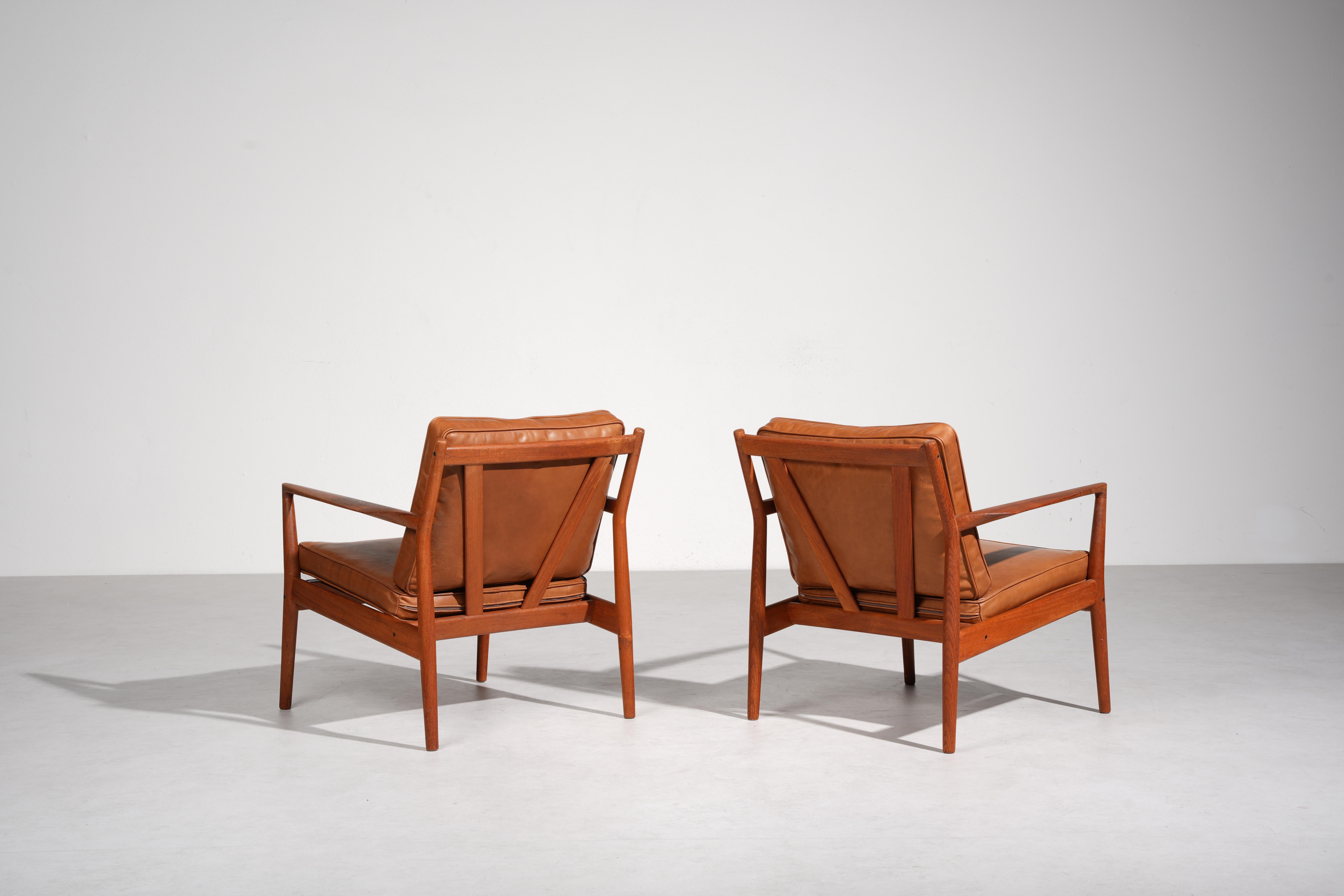 Raro par de tumbonas de Steffen Syrach-Larsen para Børge Jensen en Excelente estado para la venta en Berlin, DE