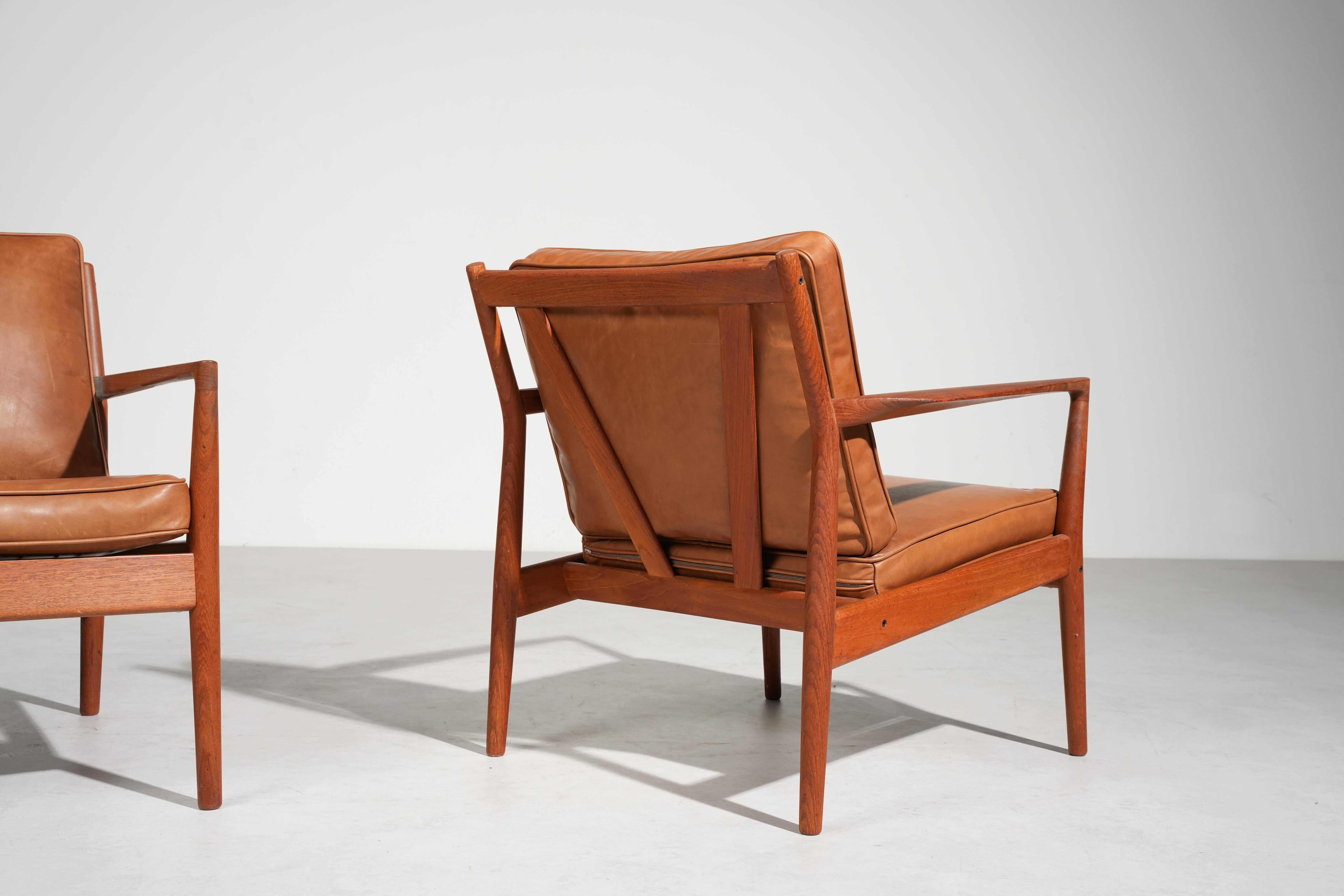 Raro par de tumbonas de Steffen Syrach-Larsen para Børge Jensen siglo XX en venta