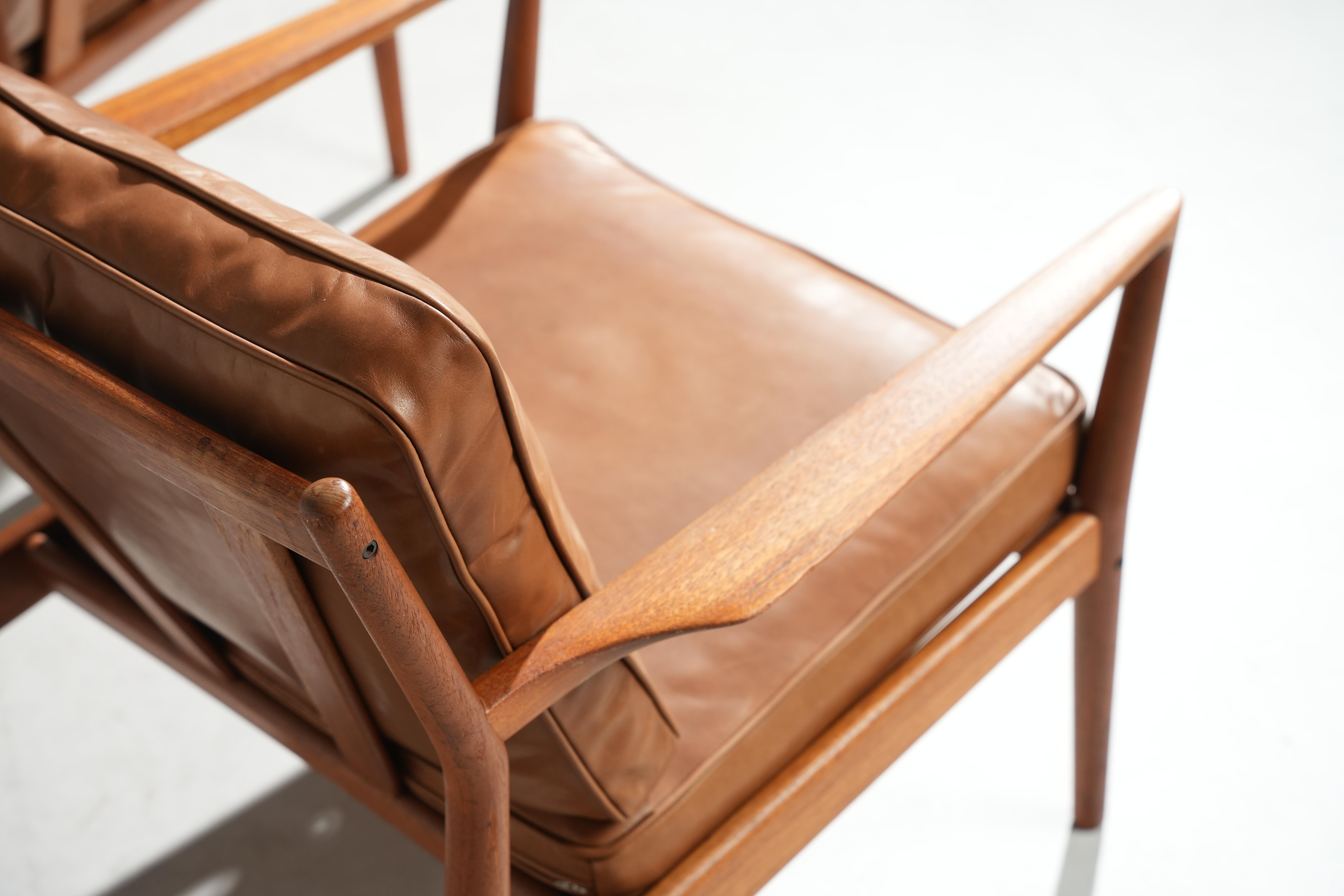 Raro par de tumbonas de Steffen Syrach-Larsen para Børge Jensen Cuero en venta