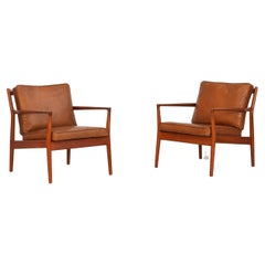 Rare Pair of Lounge Chairs by Steffen Syrach-Larsen for Børge Jensen