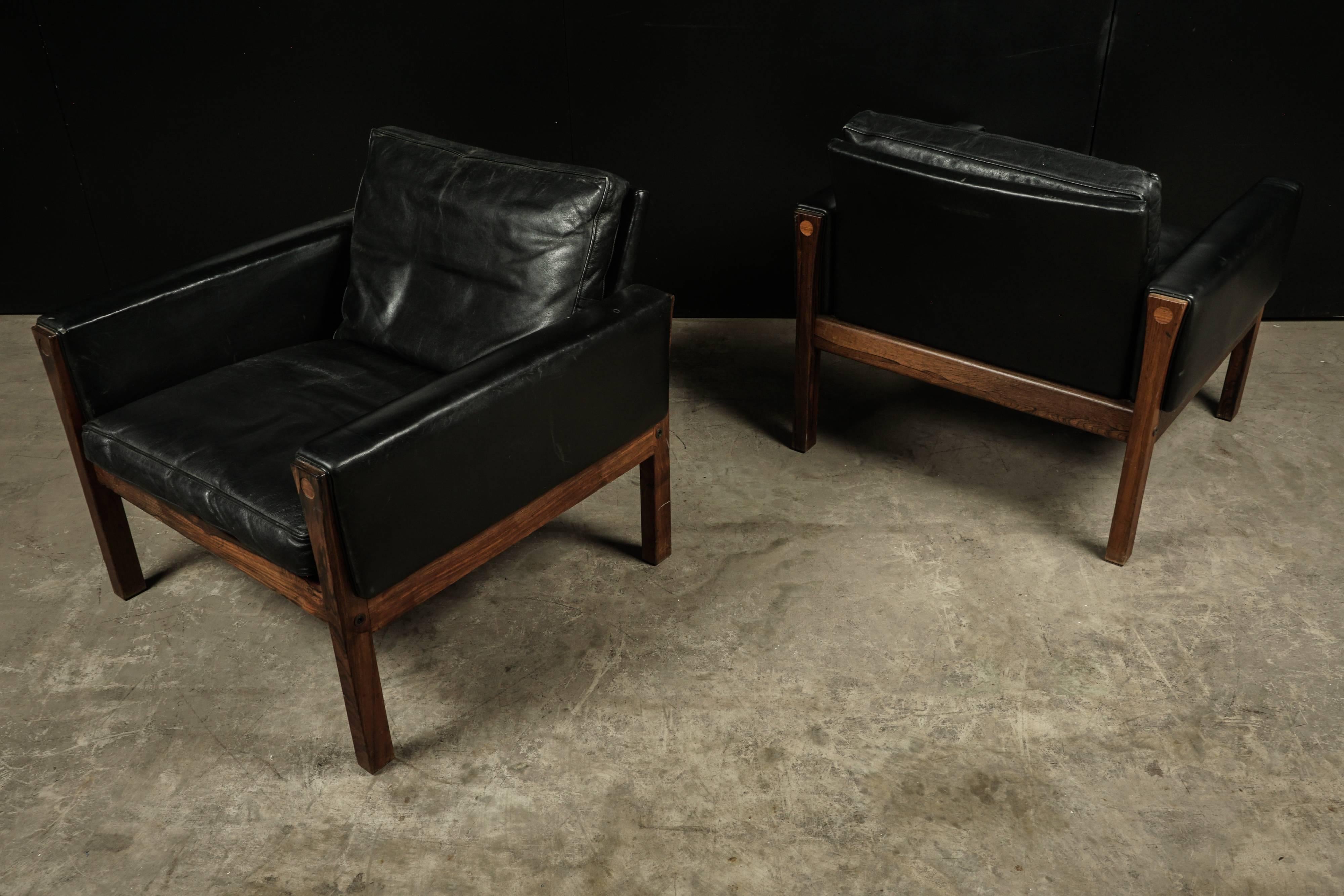 Rare Pair of Lounge Chairs Designed by Hans Wegner, Model AP 62 2