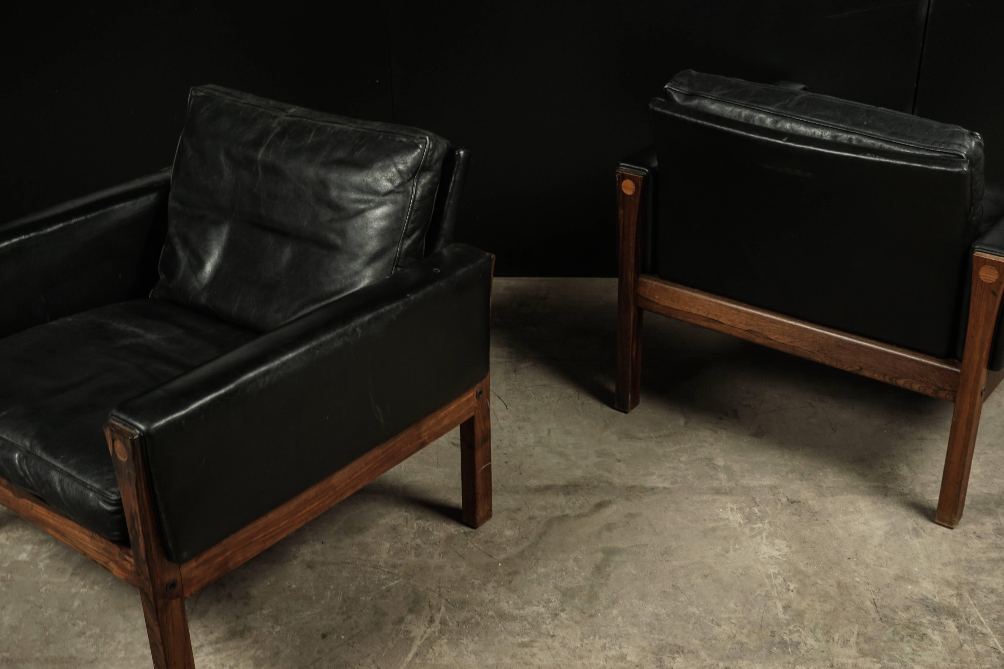 Rare Pair of Lounge Chairs Designed by Hans Wegner, Model AP 62 3