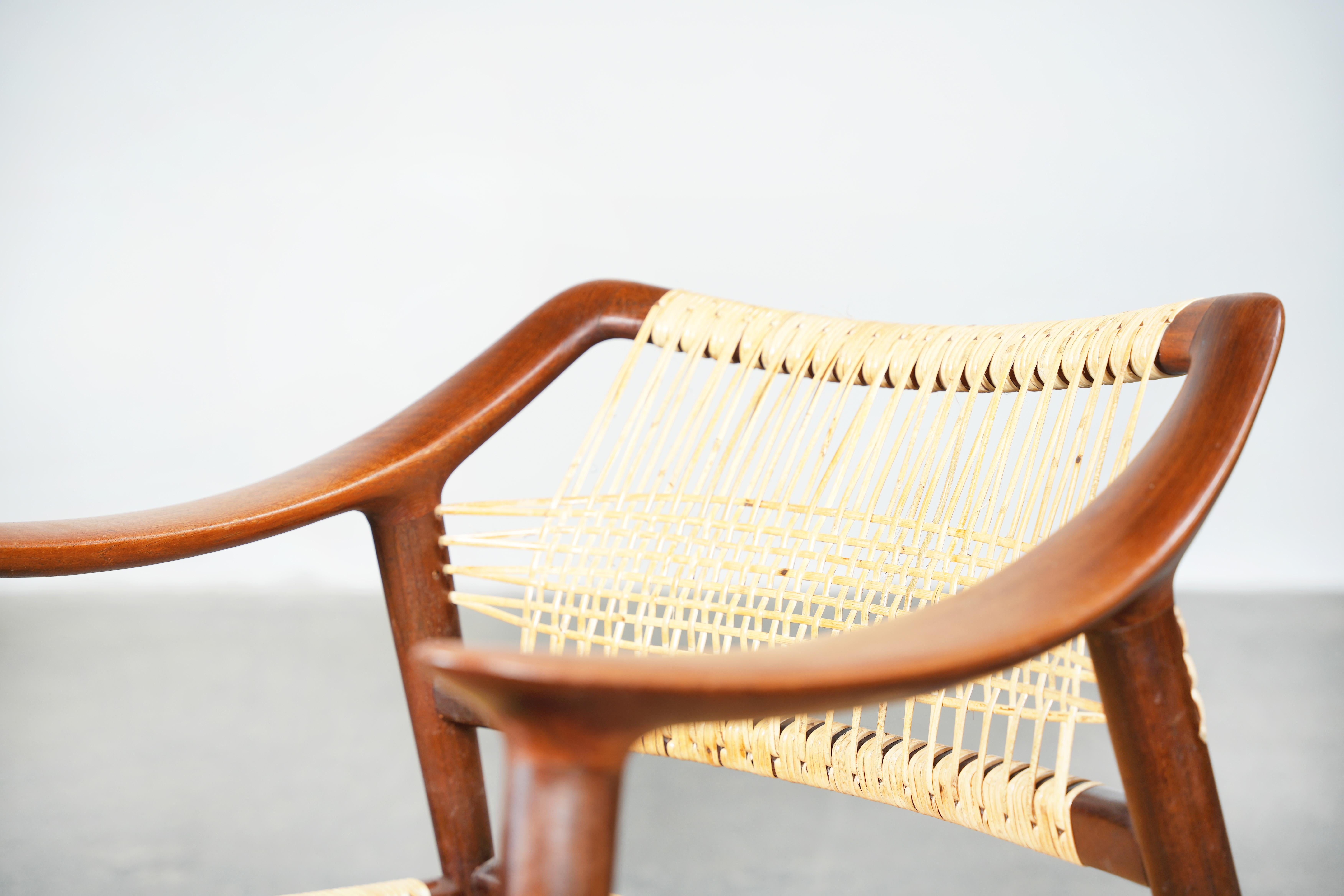 Canne Rare paire de fauteuils de salon par Rastad & Relling Mod. Bambi, Norvège en vente