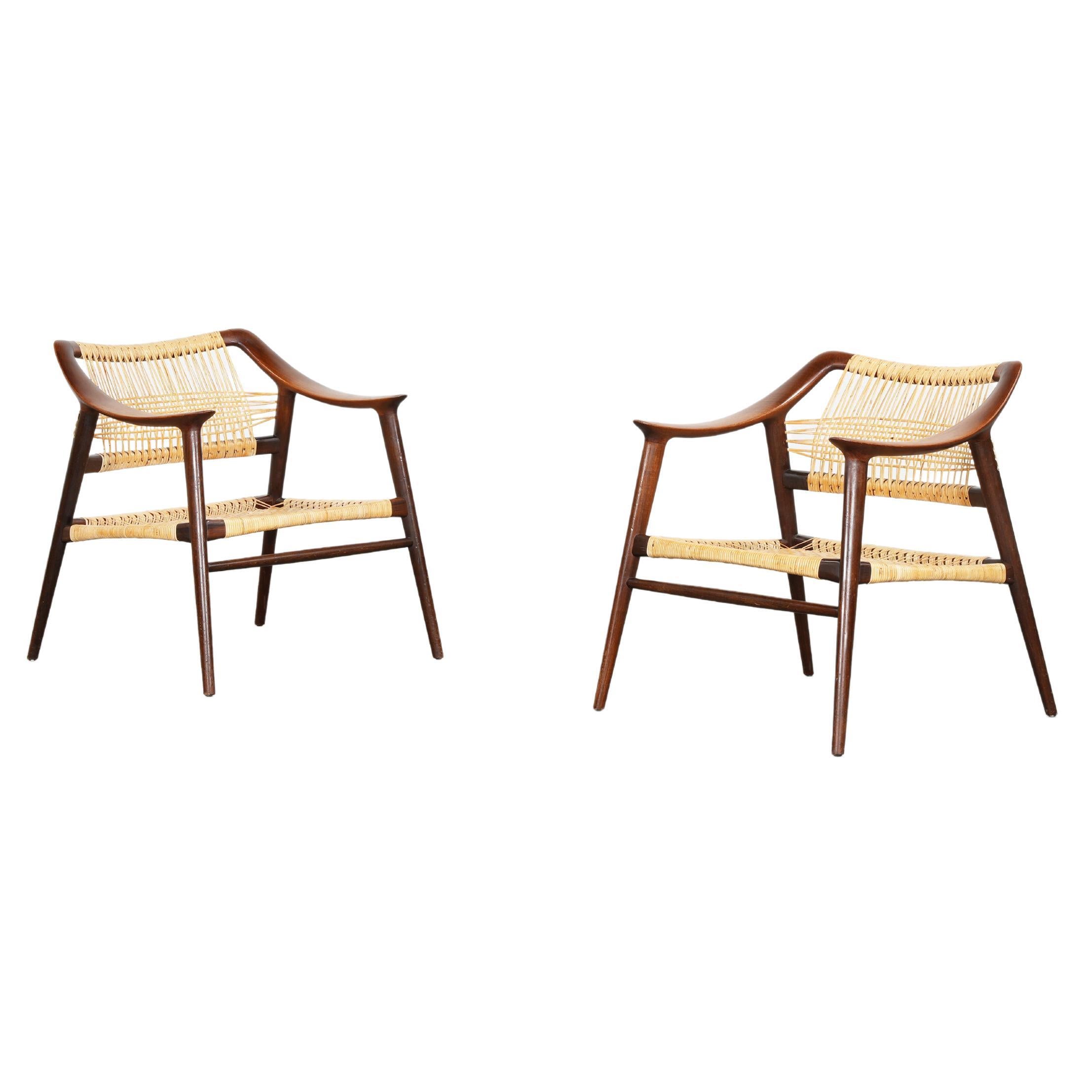 Rare paire de fauteuils de salon par Rastad & Relling Mod. Bambi, Norvège en vente