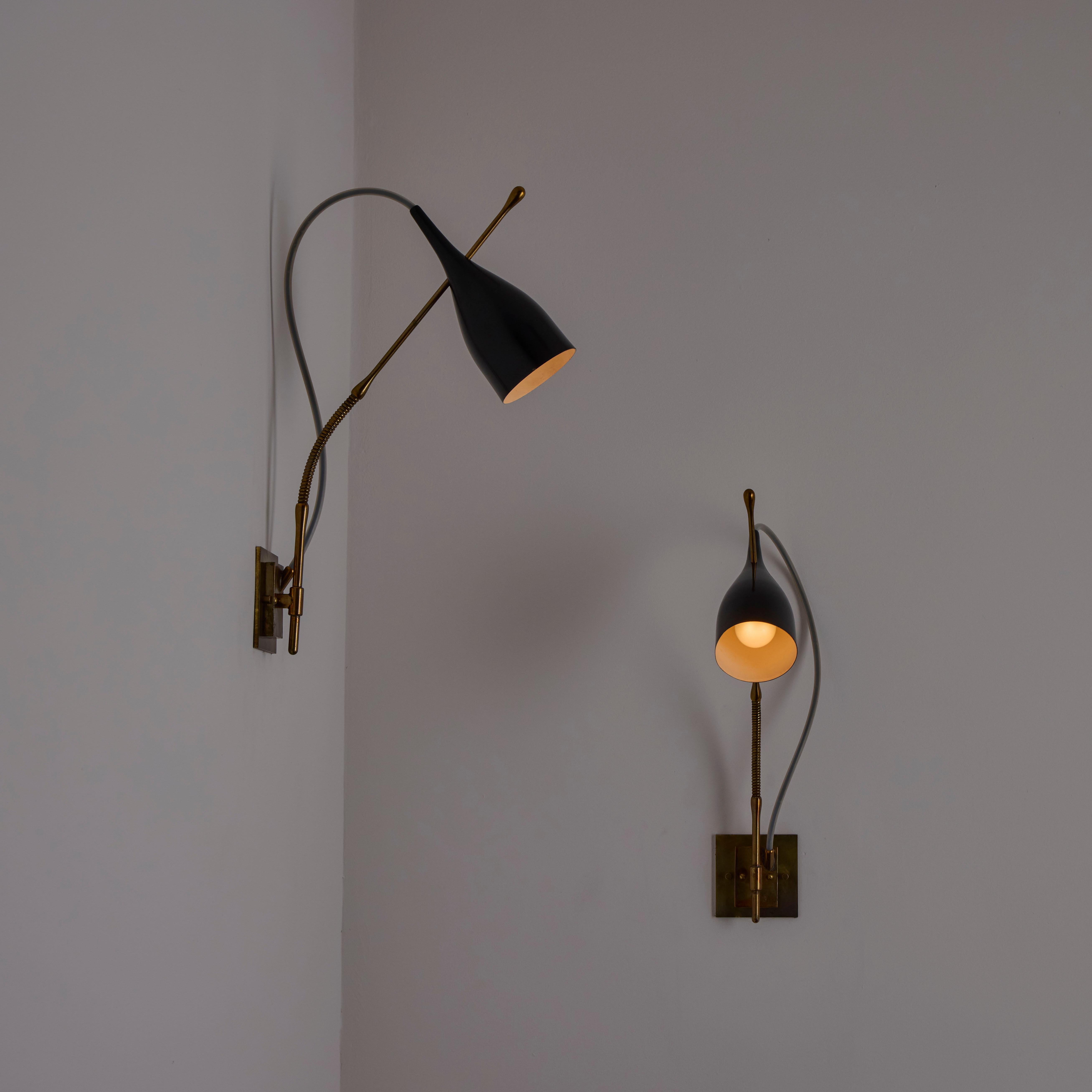 Rare Pair of 'Lucinella' Wall Lights by Angelo Lelii for Arredoluce Moderno de mediados de siglo en venta