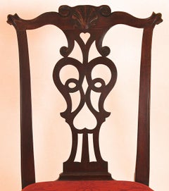Rare Pair of Mahogany Chippendale Carved Side Chair