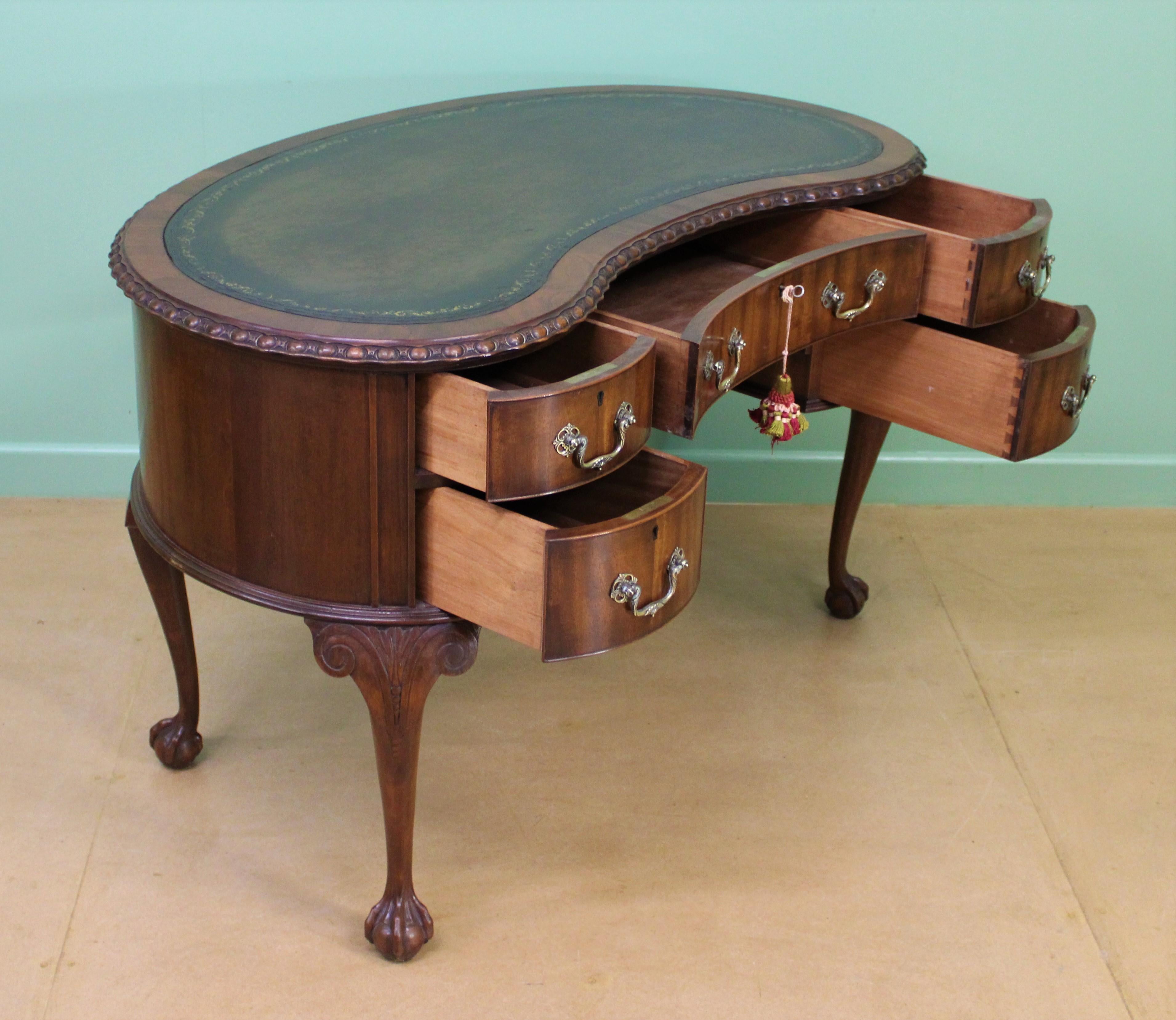 Rare Pair of Mahogany Kidney Shaped Writing Desks by Waring and Gillow For Sale 6