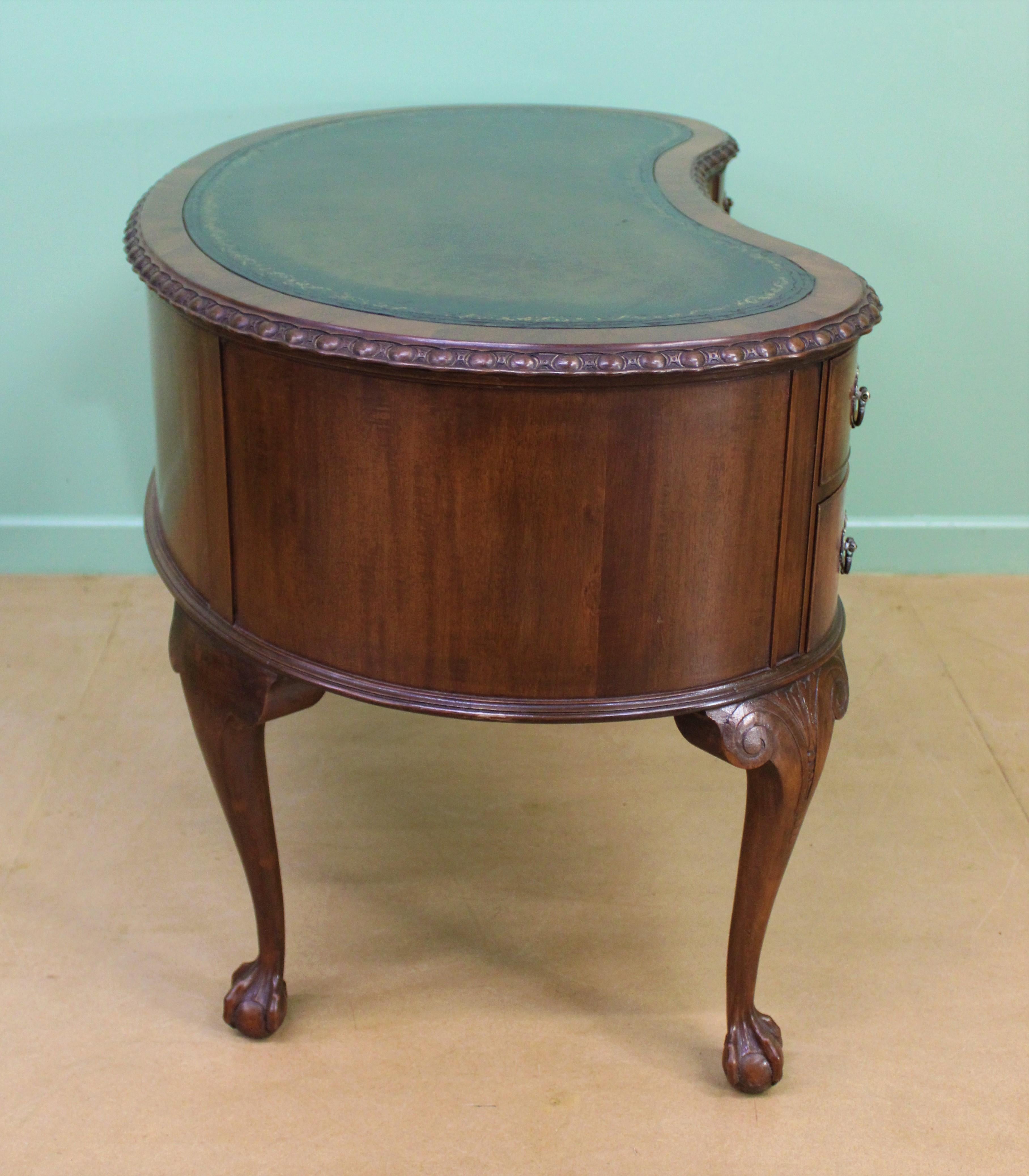 Rare Pair of Mahogany Kidney Shaped Writing Desks by Waring and Gillow For Sale 11
