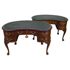 Rare Pair of Mahogany Kidney Shaped Writing Desks by Waring and Gillow