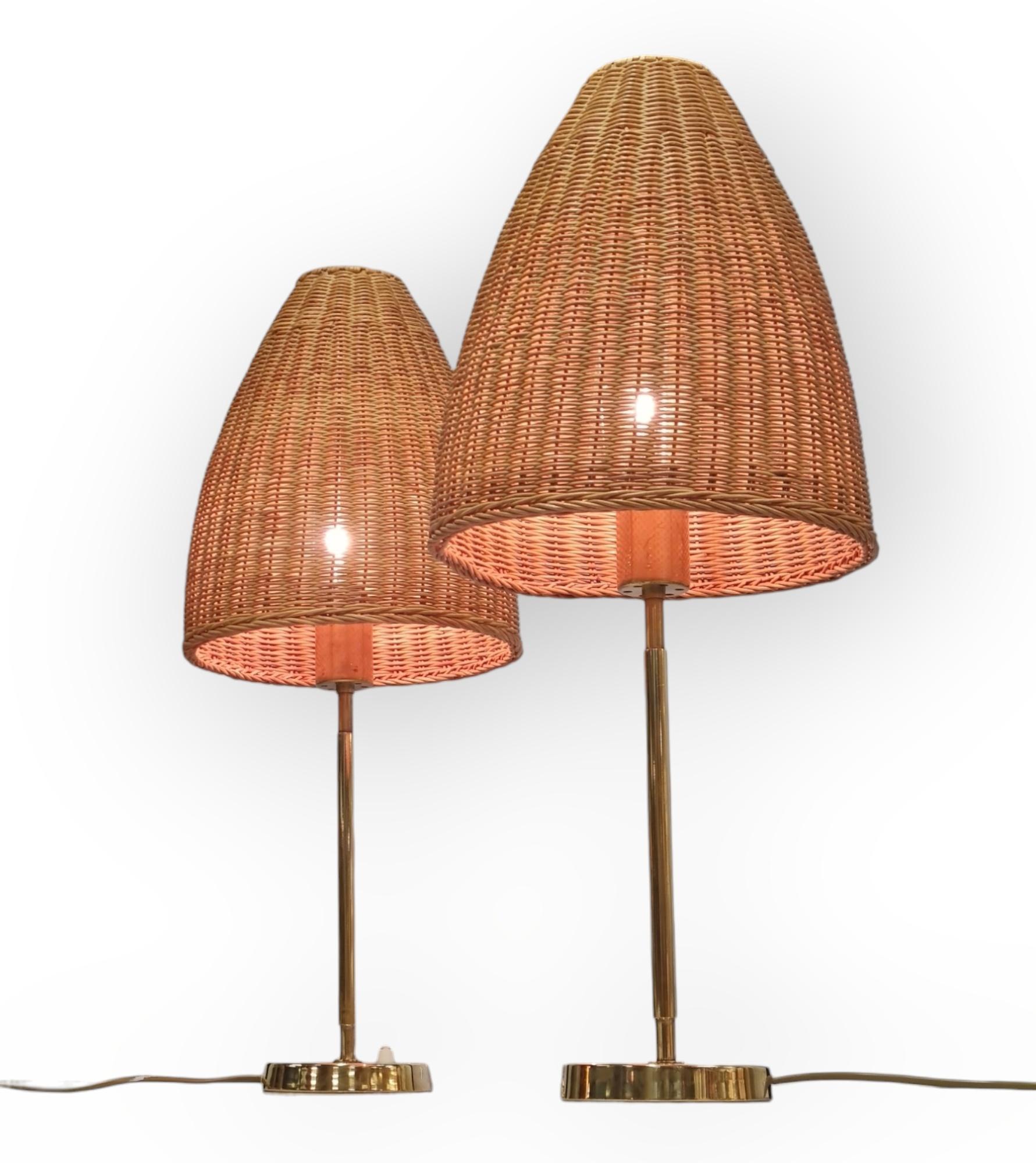 Brass Rare Pair of Maija Heikinheimo Table Lamps Model MH705, Valaistustyö 1960s For Sale