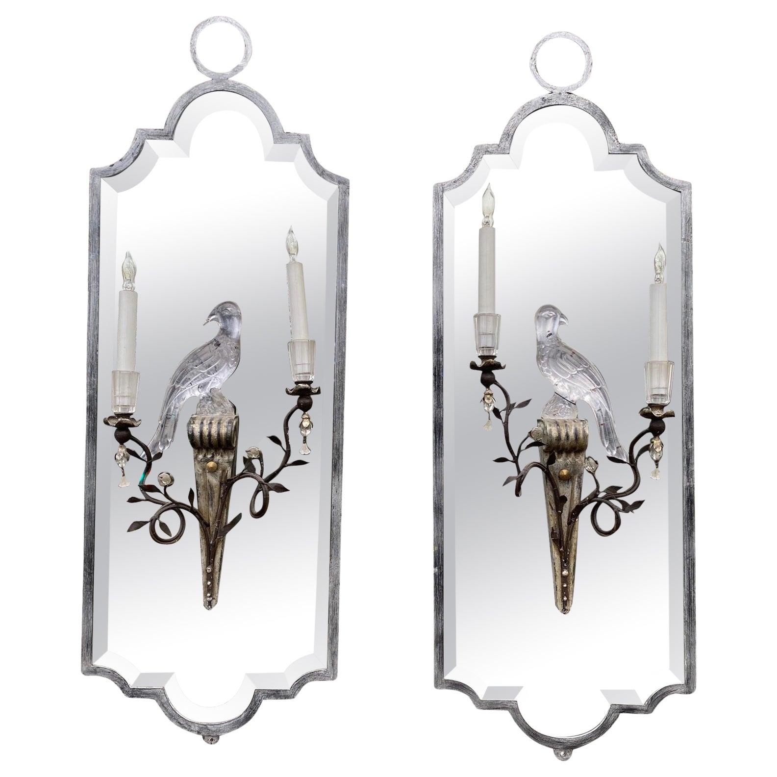 Rare Pair of Maison Bagues   Parrot Girandoles