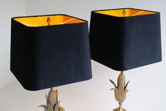 Rara coppia di lampade da tavolo Maison Charles Charles 1950 Francia Regency in bronzo