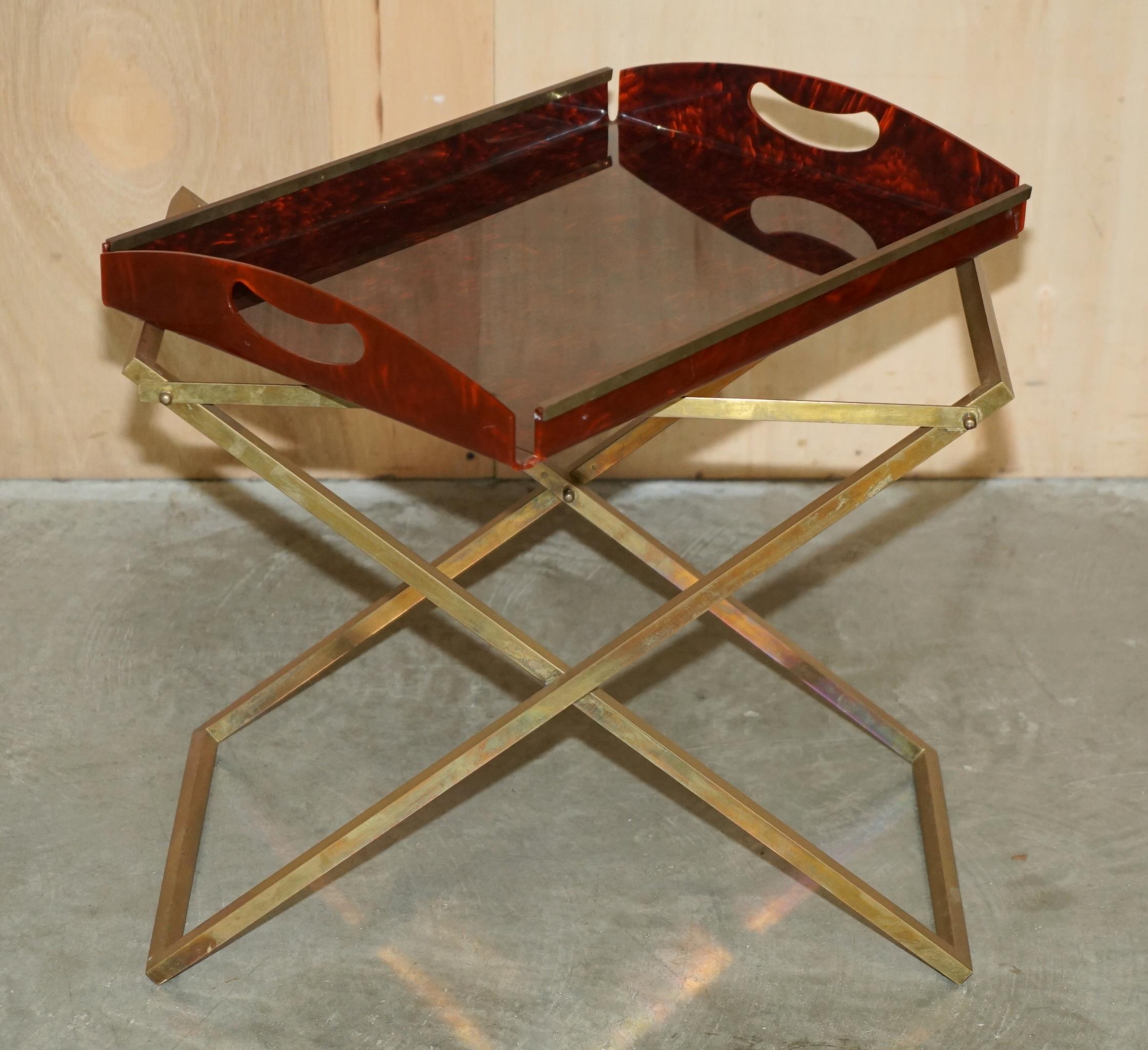 RARE PAIR OF MAISON MERCIER CiRCA 1970 FRENCH TRAY TABLES IN FAUX TORTOISE SHELL 3