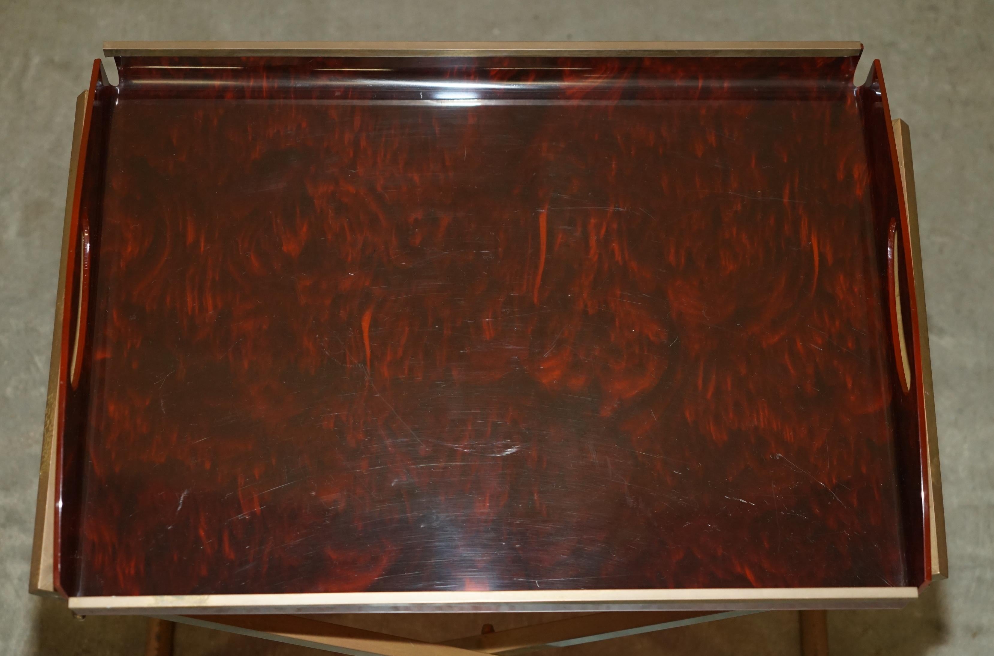 RARE PAIR OF MAISON MERCIER CiRCA 1970 FRENCH TRAY TABLES IN FAUX TORTOISE SHELL 5