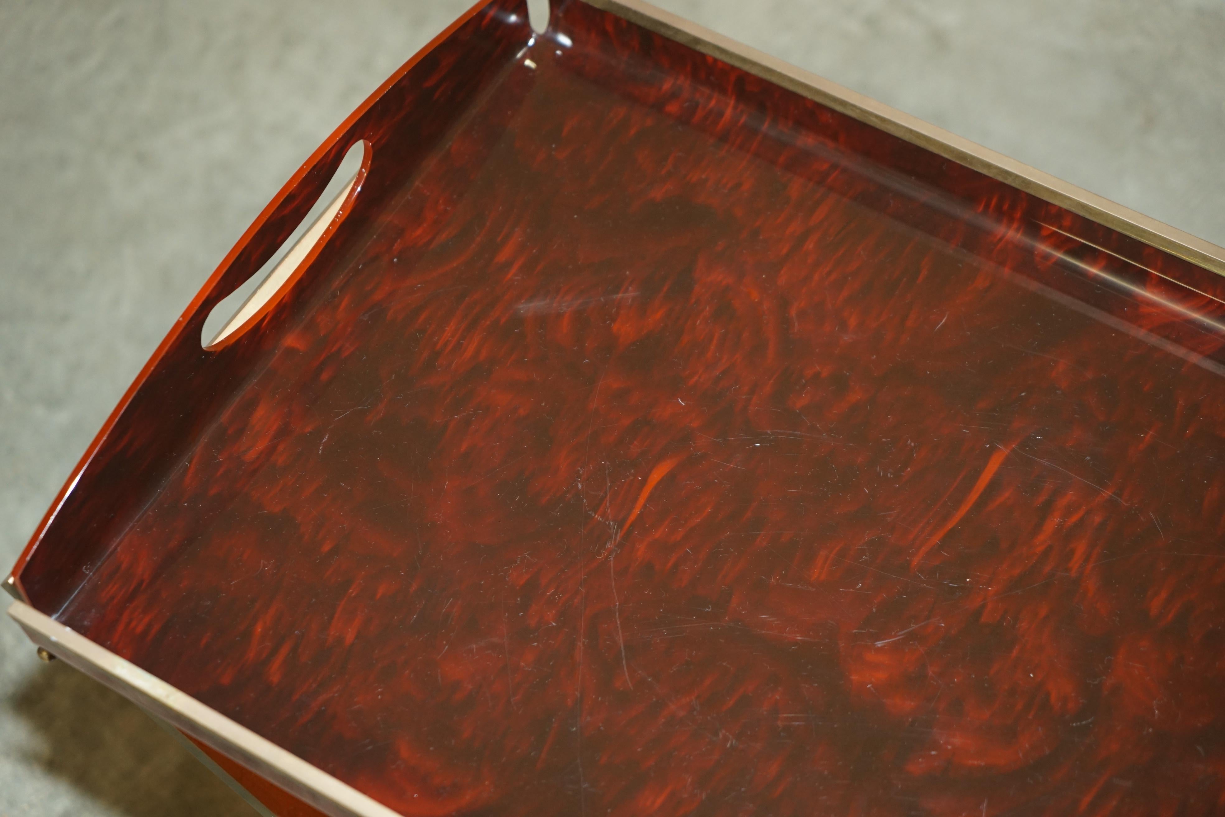 RARE PAIR OF MAISON MERCIER CiRCA 1970 FRENCH TRAY TABLES IN FAUX TORTOISE SHELL 7