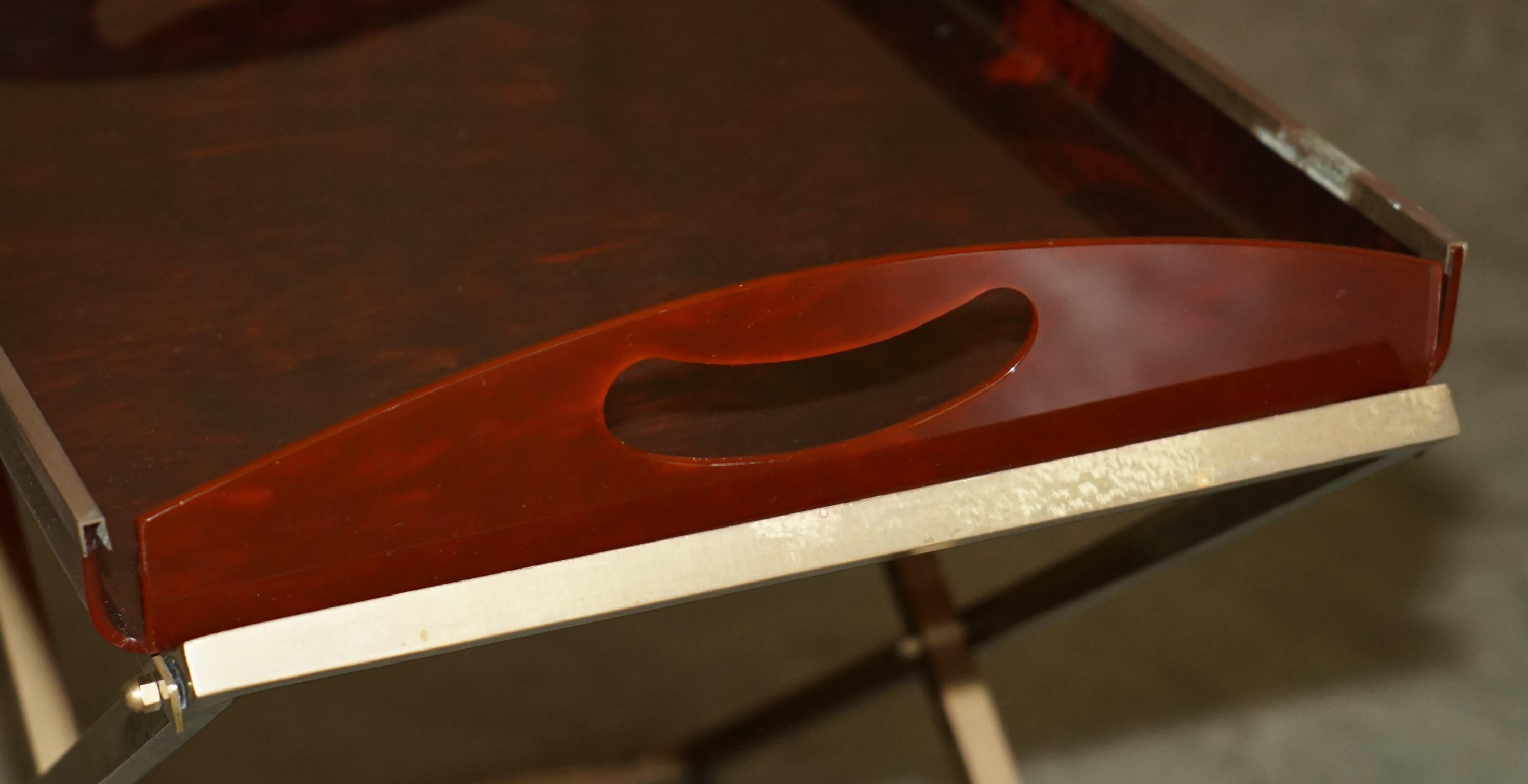RARE PAIR OF MAISON MERCIER CiRCA 1970 FRENCH TRAY TABLES IN FAUX TORTOISE SHELL 9