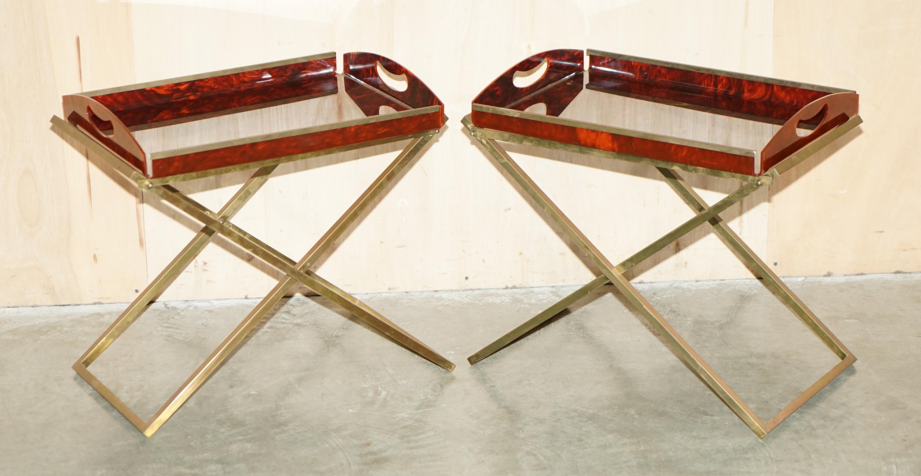 Royal House Antiques

Royal House Antiques is delighted to offer for sale this extremely well made, Mid Century Modern Maison Mercier Circa 1970 Faux Tortoise shell and brass tipped folding tray tables

Please note the delivery fee listed is just a