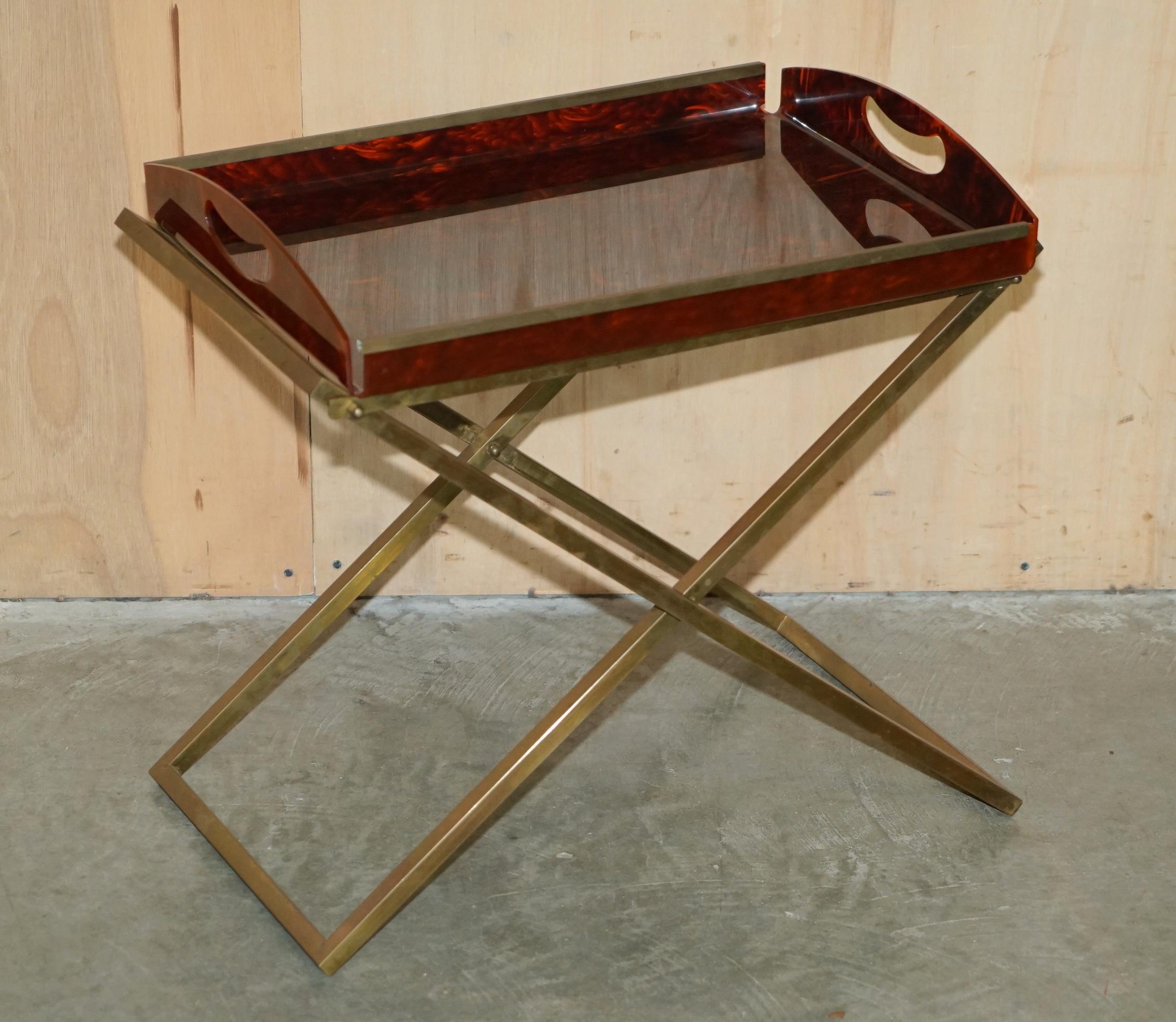 Mid-Century Modern RARE PAIR OF MAISON MERCIER CiRCA 1970 FRENCH TRAY TABLES IN FAUX TORTOISE SHELL