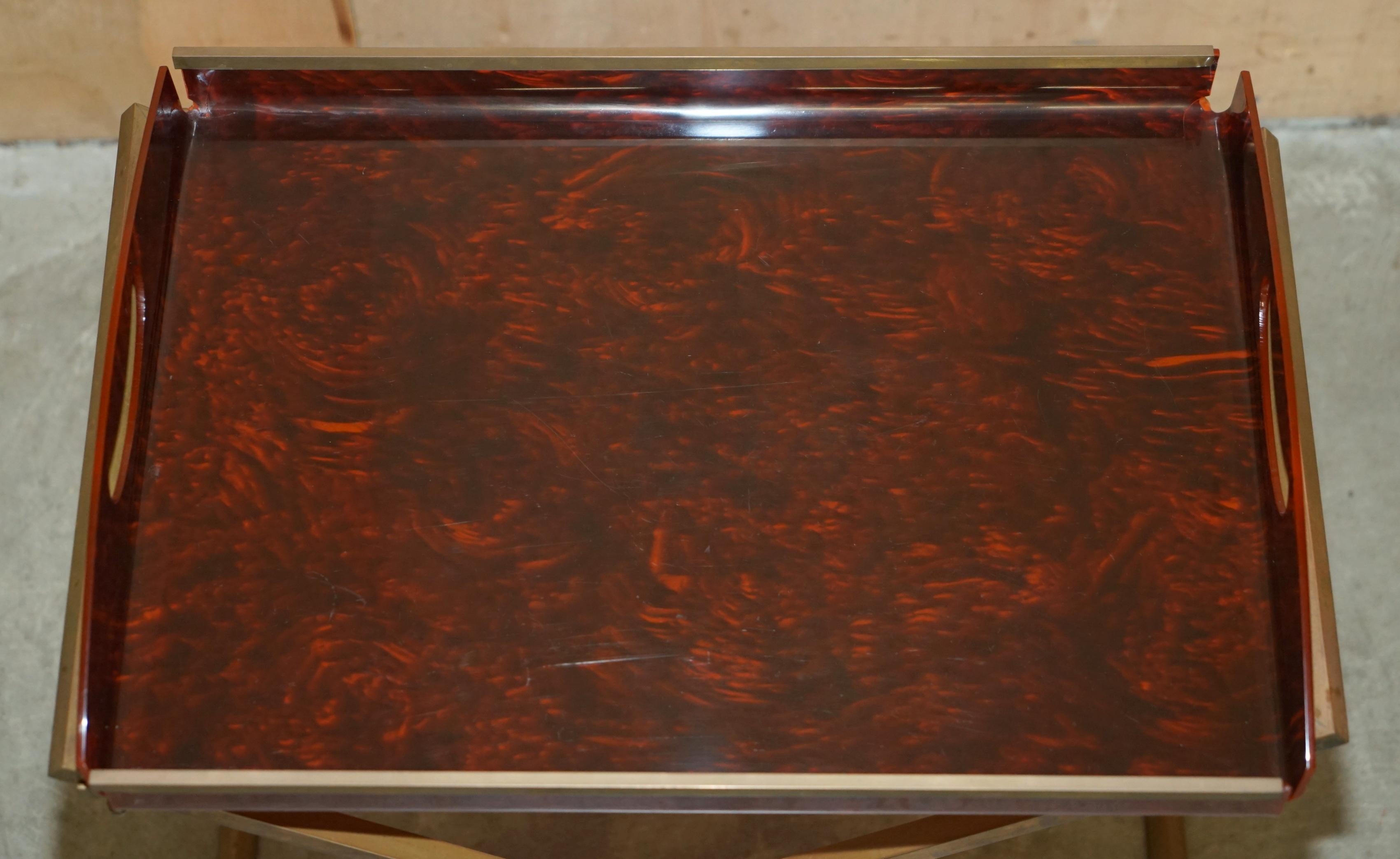 Hand-Crafted RARE PAIR OF MAISON MERCIER CiRCA 1970 FRENCH TRAY TABLES IN FAUX TORTOISE SHELL