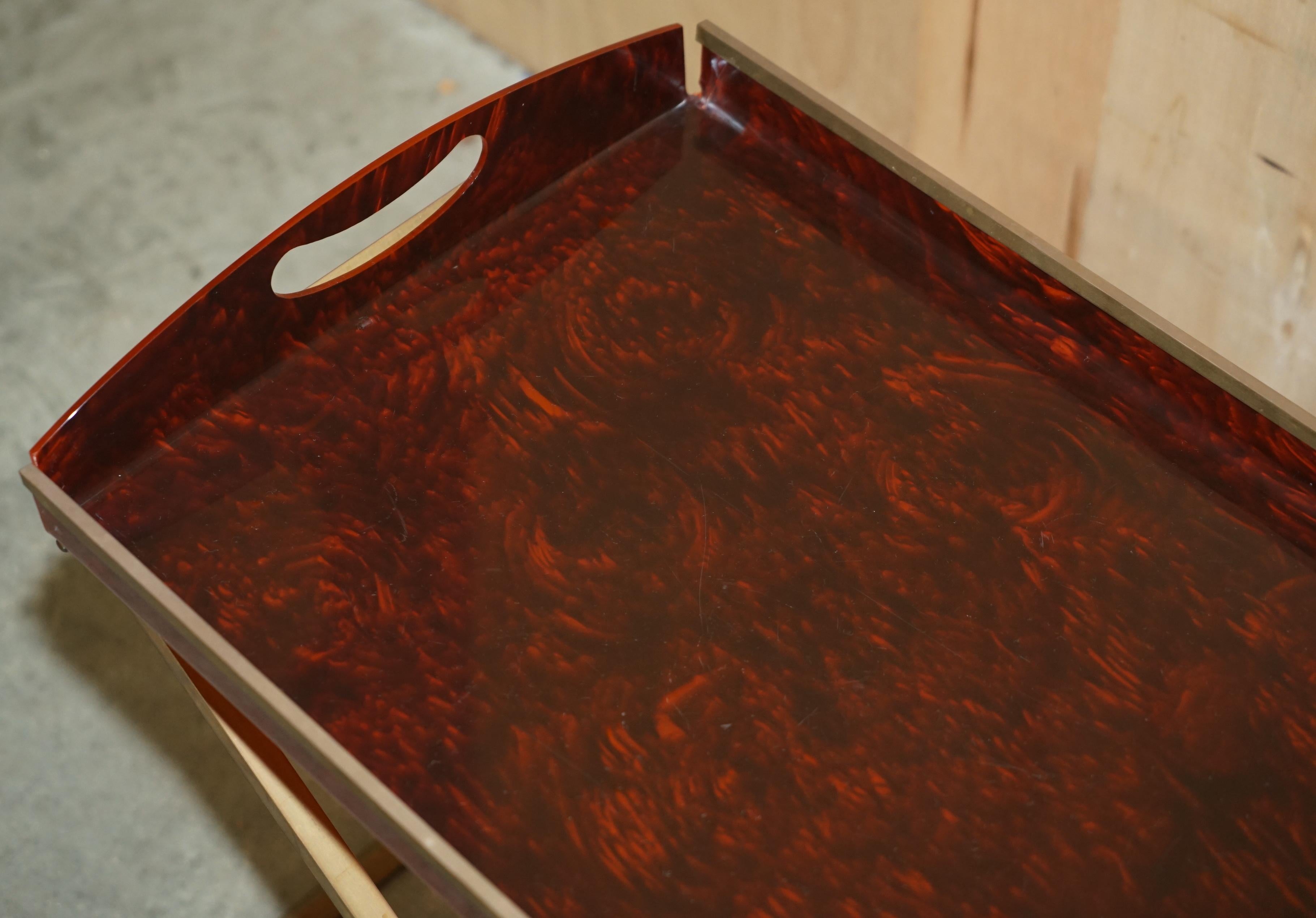 RARE PAIR OF MAISON MERCIER CiRCA 1970 FRENCH TRAY TABLES IN FAUX TORTOISE SHELL In Good Condition In West Sussex, Pulborough