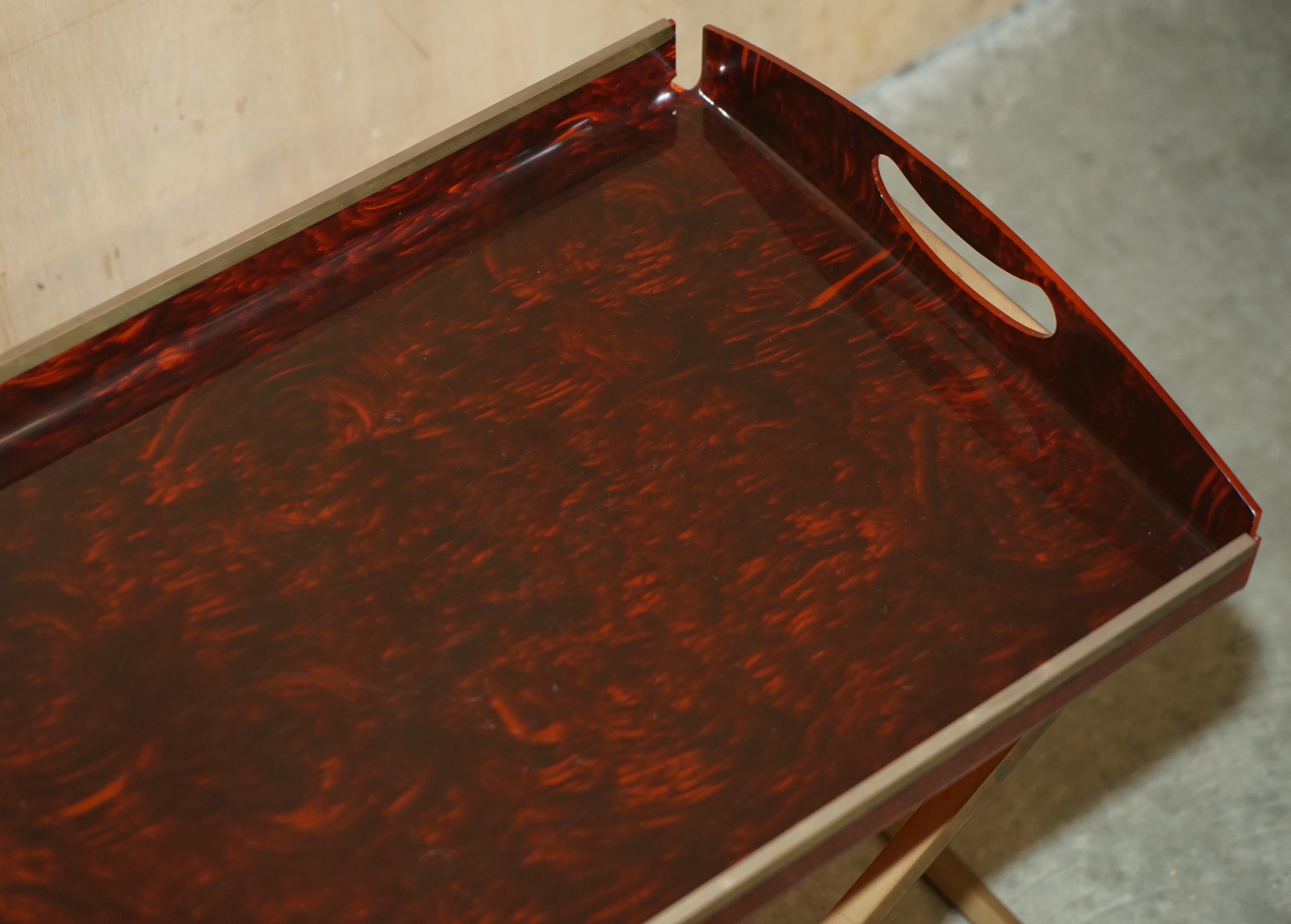 Late 20th Century RARE PAIR OF MAISON MERCIER CiRCA 1970 FRENCH TRAY TABLES IN FAUX TORTOISE SHELL