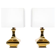 Rare Pair of Maria Pergay Brass Table Lamps, 1970s