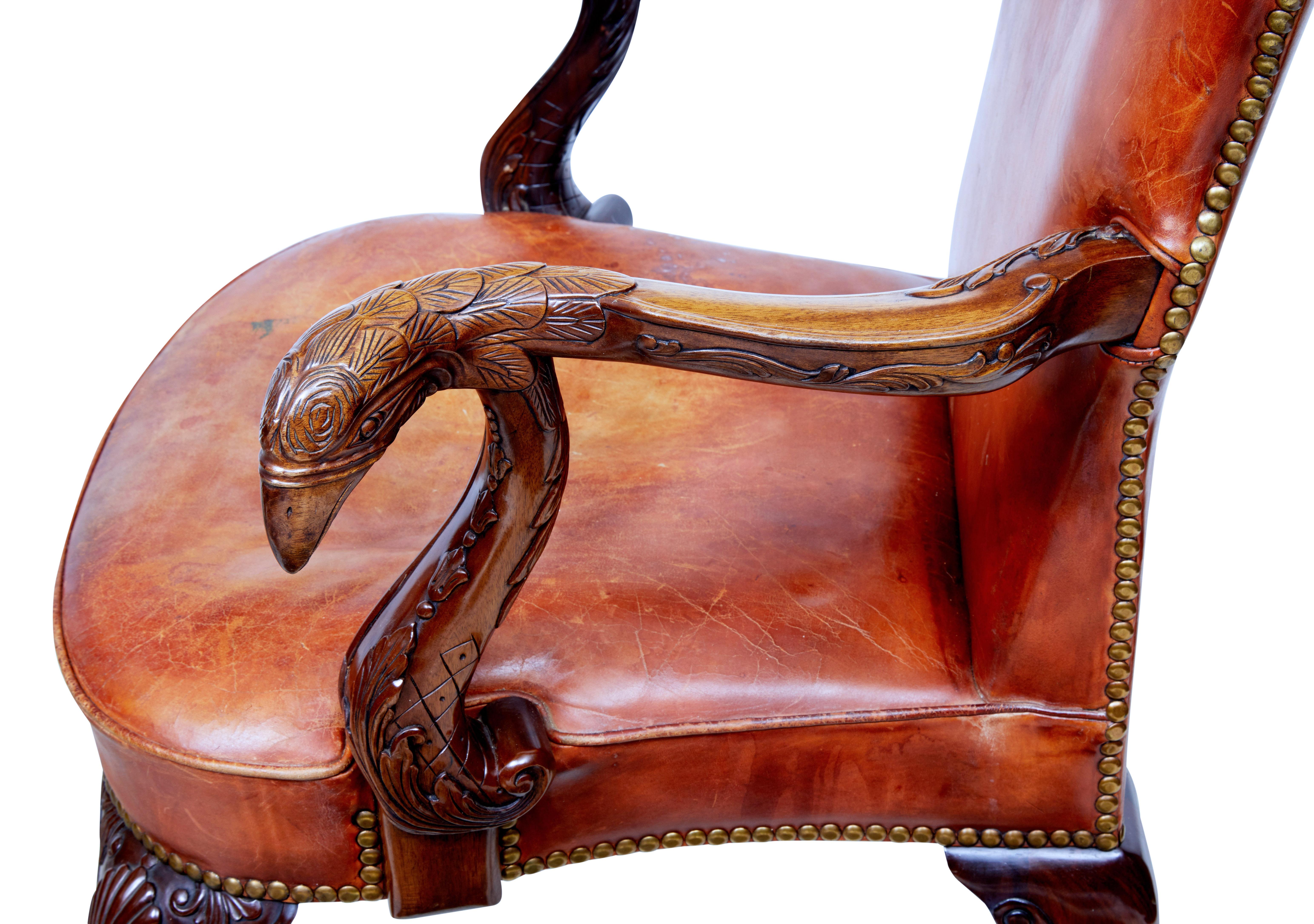 Rare Pair of Mid-20th Century Carved Mahogany Armchairs 1