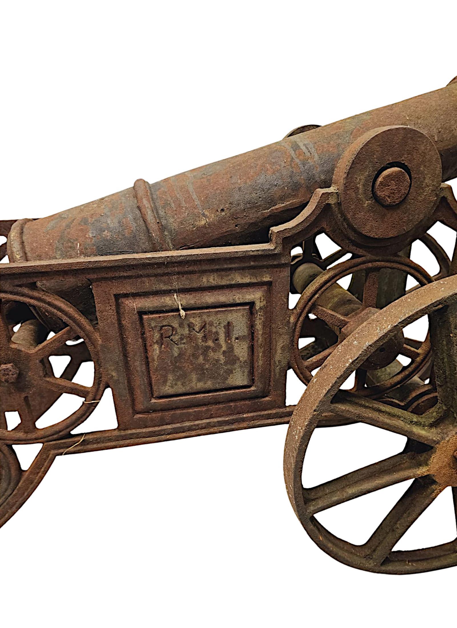 Rare Pair of Mid 20th Century Heavy Cast Iron Garden Cannons For Sale 4