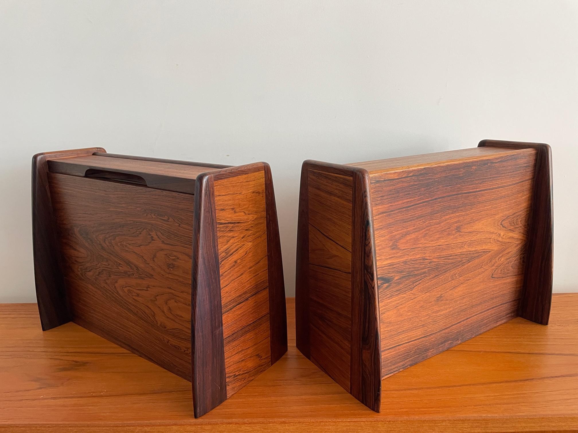 Rare pair of mid century Danish floating night stands by Melvin Mikkelsen, 1950s For Sale 7