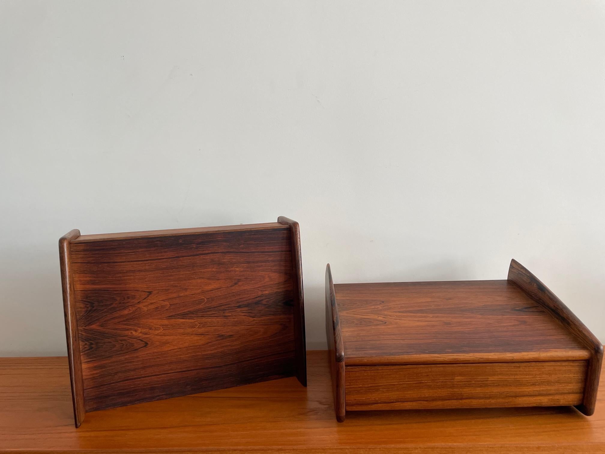 Mid-Century Modern Rare pair of mid century Danish floating night stands by Melvin Mikkelsen, 1950s For Sale